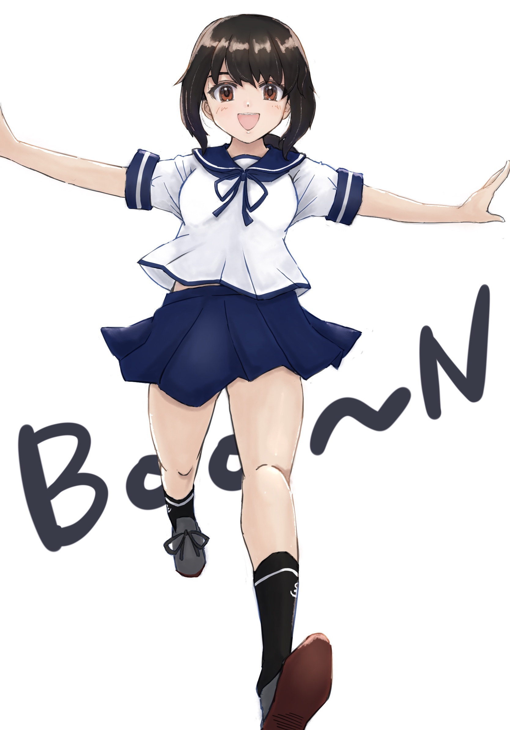 Anime Anime Girls Kantai Collection Fubuki KanColle Ponytail Brunette School Uniform Solo Artwork Di 1668x2388