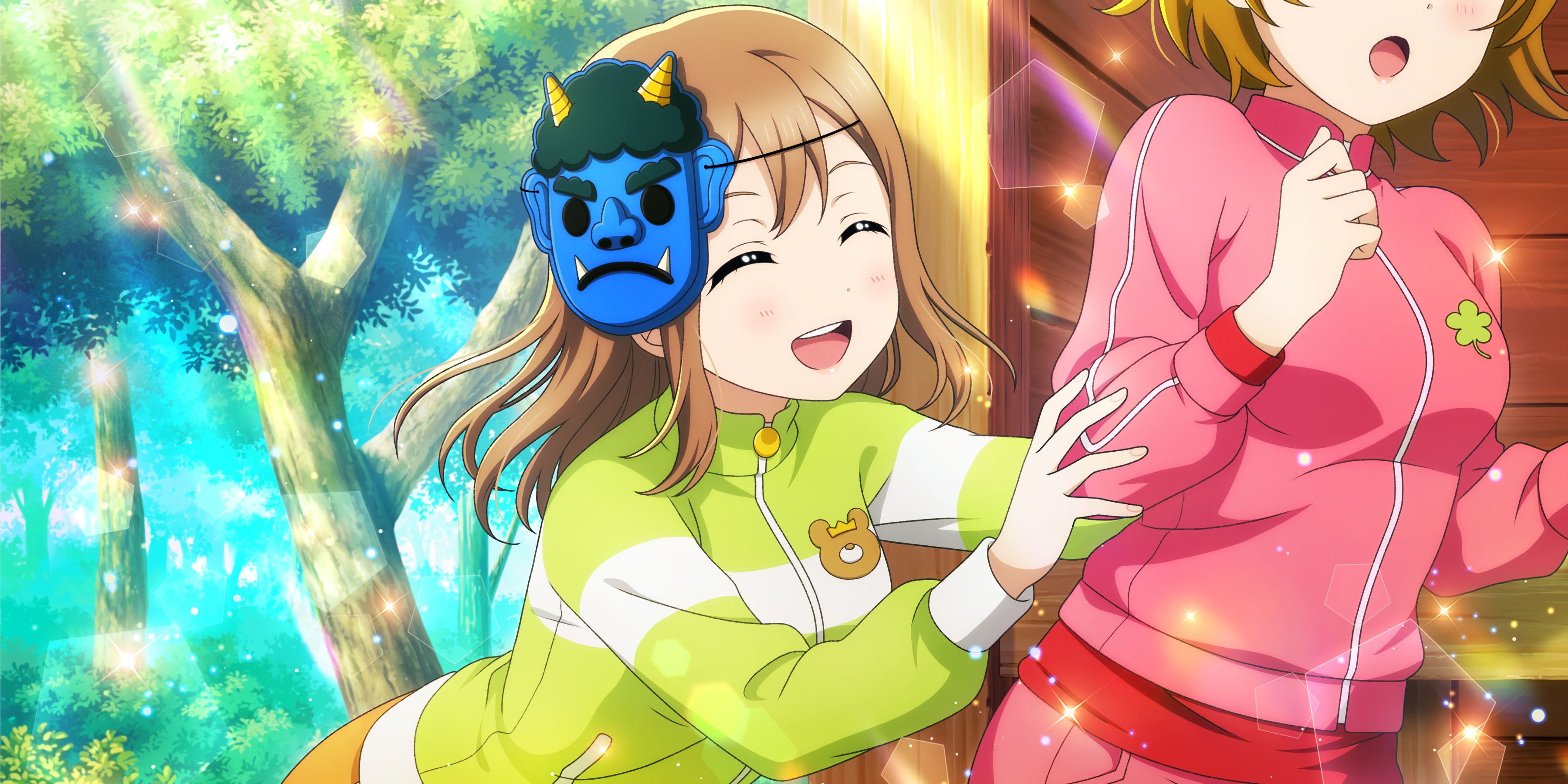 Kunikida Hanamaru Love Live Sunshine Love Live Anime Anime Girls Mask Closed Eyes Trees 3600x1800