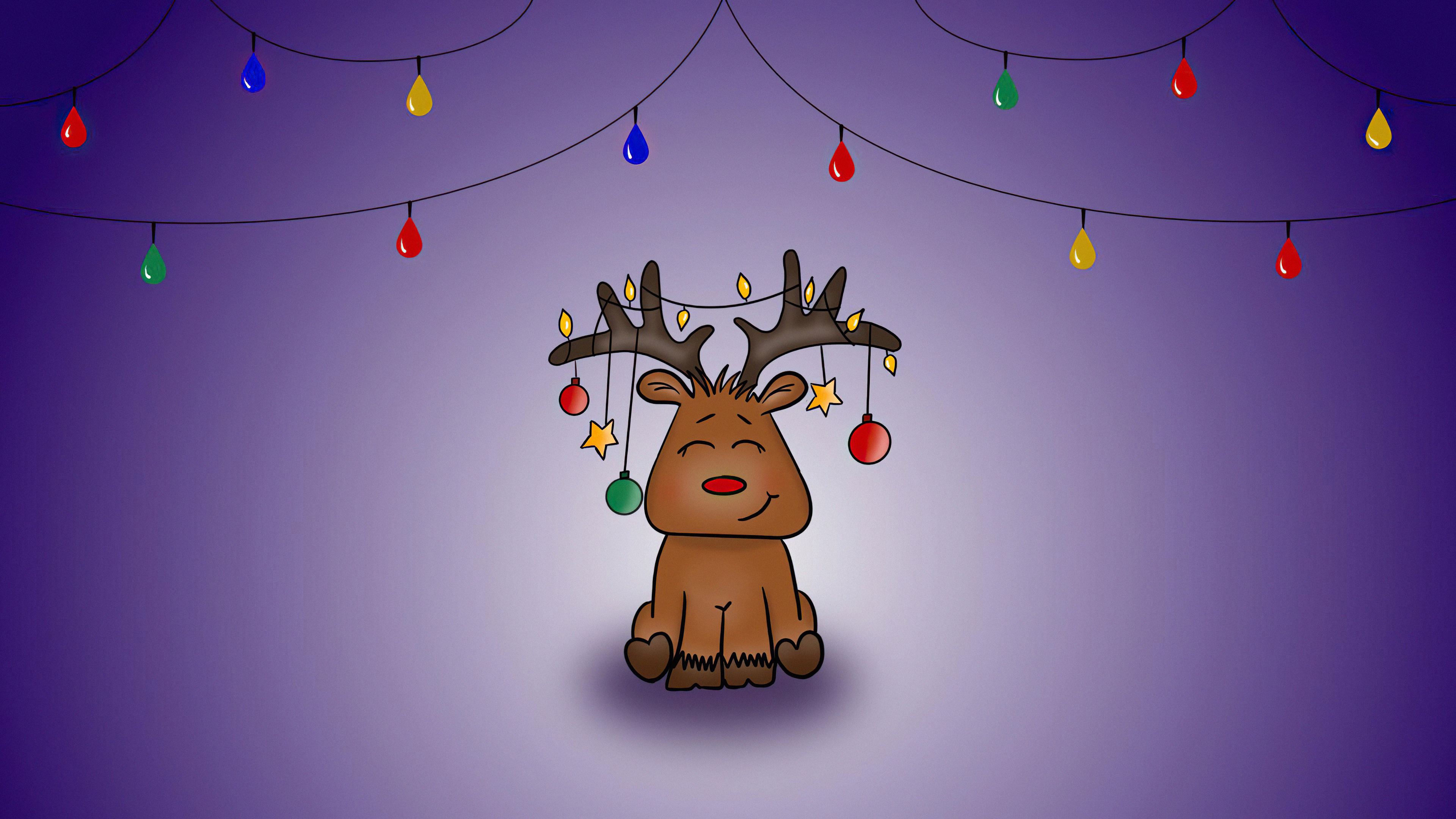 Reindeer Christmas Simple Background Minimalism Decoration 3840x2160