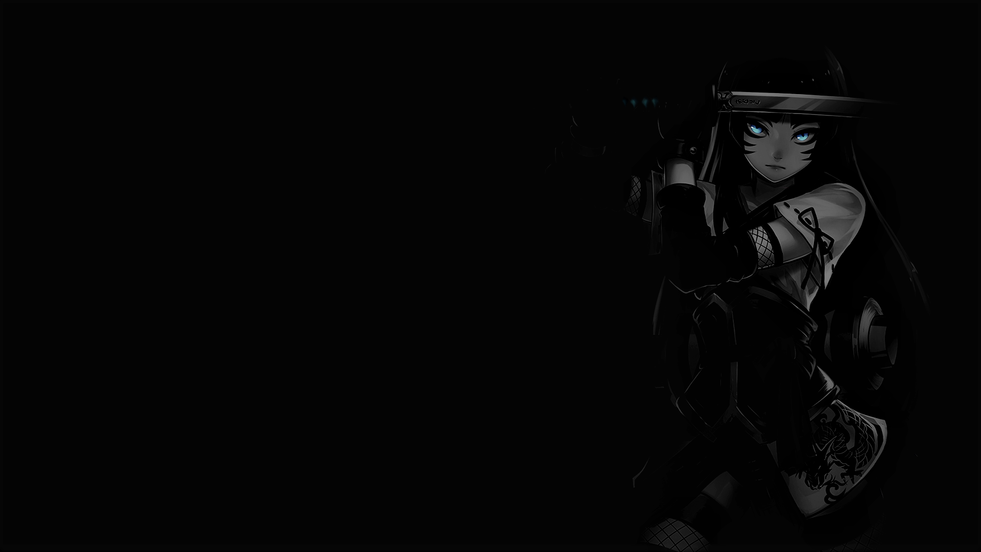 Selective Coloring Black Background Dark Background Simple Background Anime Girls Sword 1920x1080