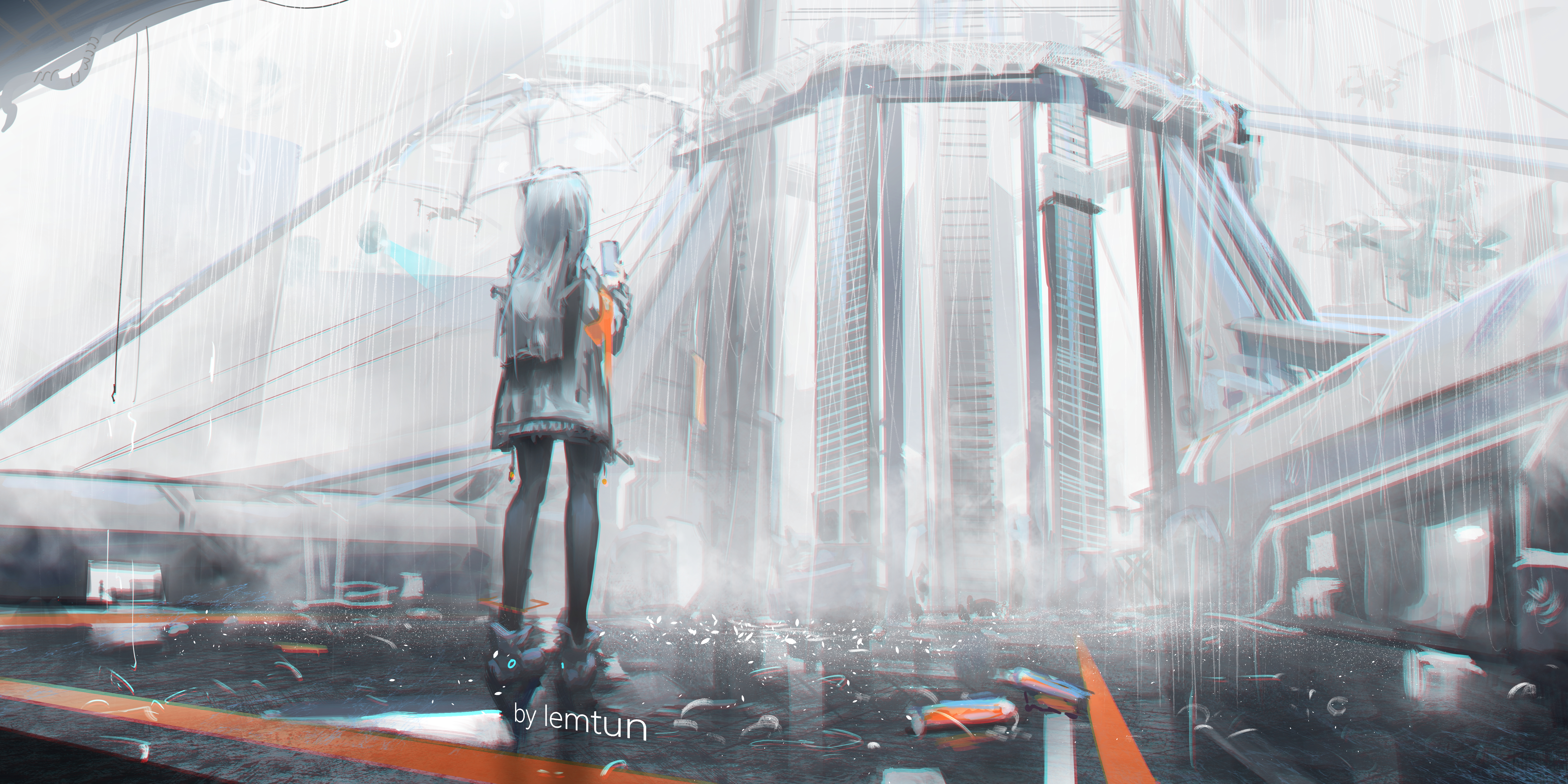 Anime Girls Lemtun Rain Umbrella Phone 6000x3000