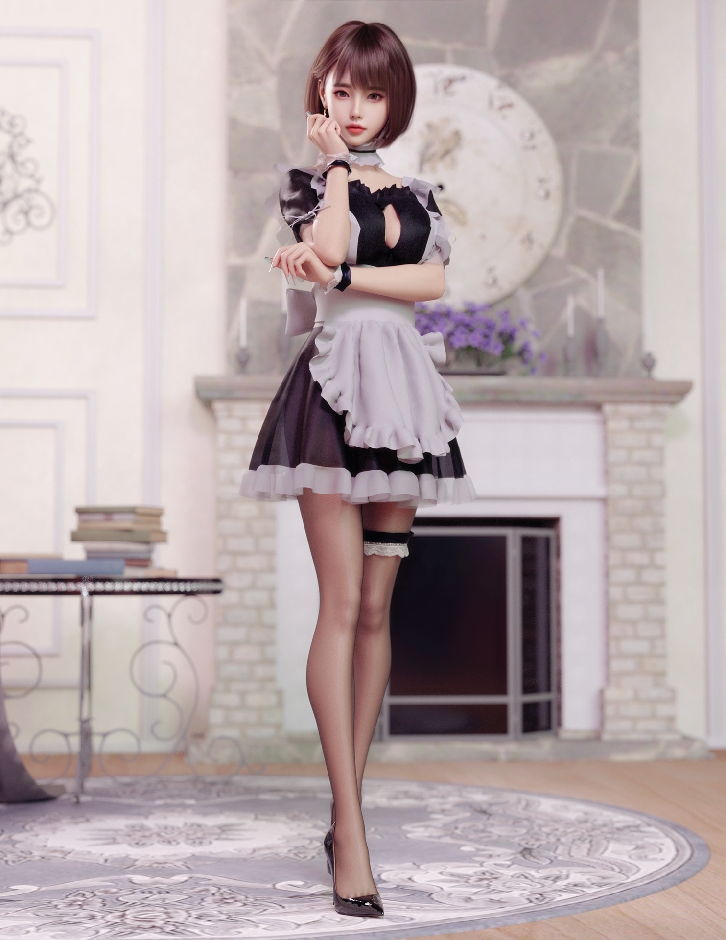 Fantasy Girl High Heels Maid Outfit 3D Luck Zs 1483x1920