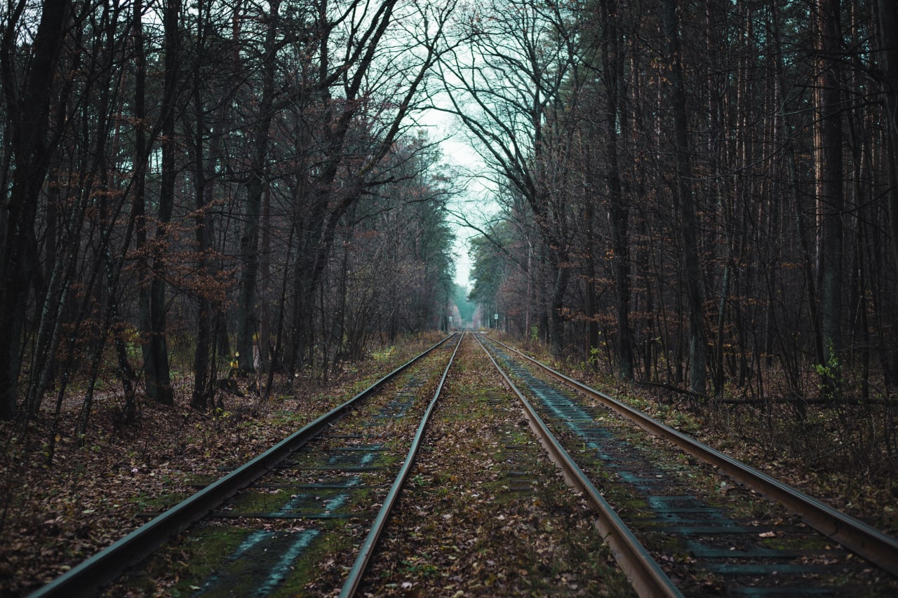 Russia Railroad Track Forest Trees Fall Gloomy 1280x853