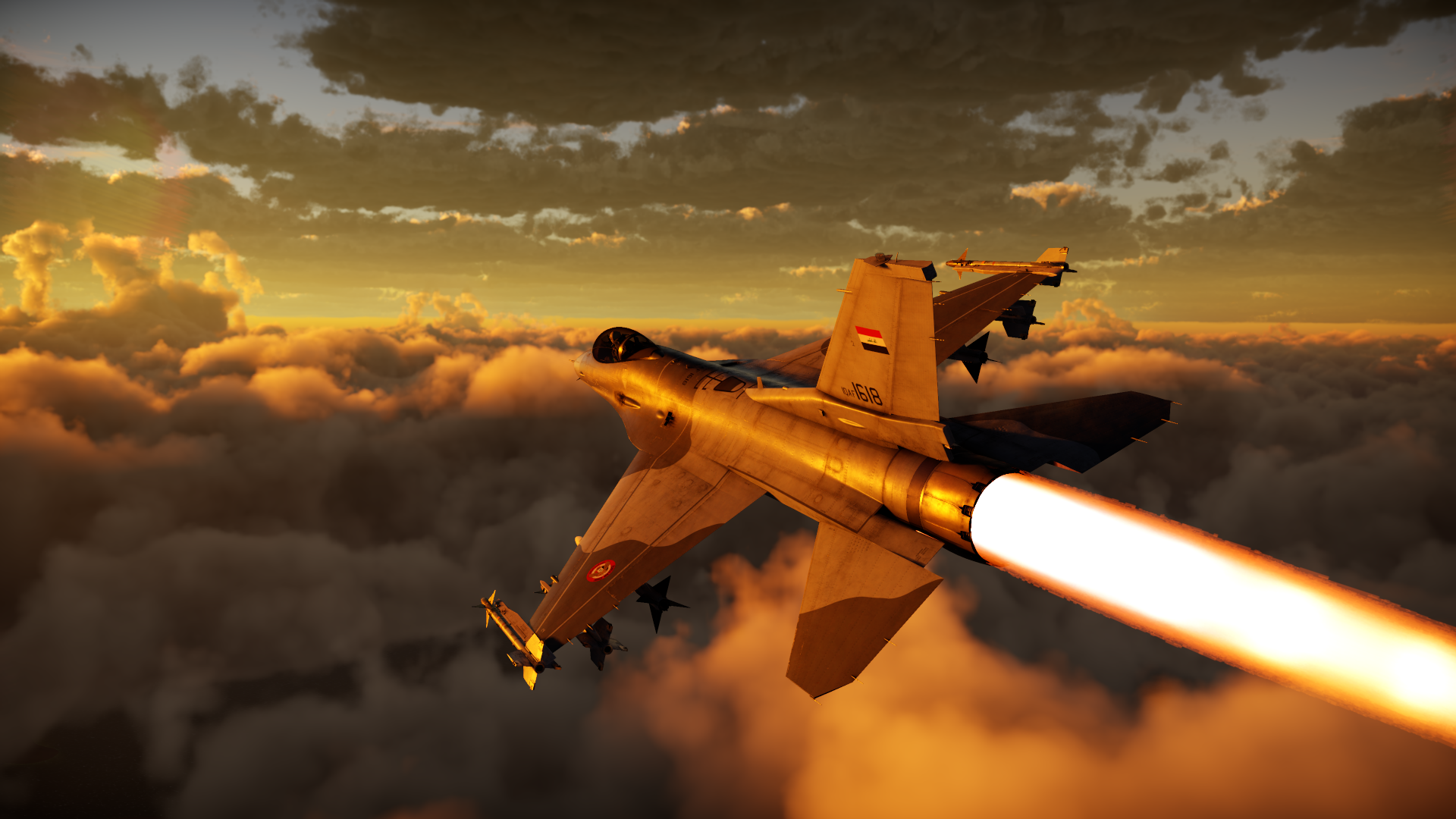 Iraq Iraqi Air Force F 16C War Thunder Planes Jets Sunset 1920x1080