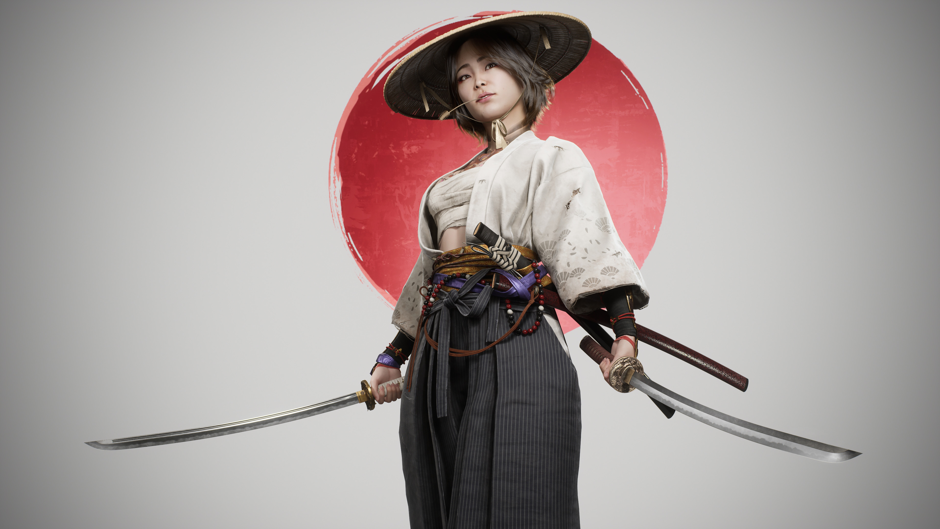 Andres Castaneda Artwork Digital Art Illustration Women Samurai CGi 4K Short Hair Women With Swords  3840x2160