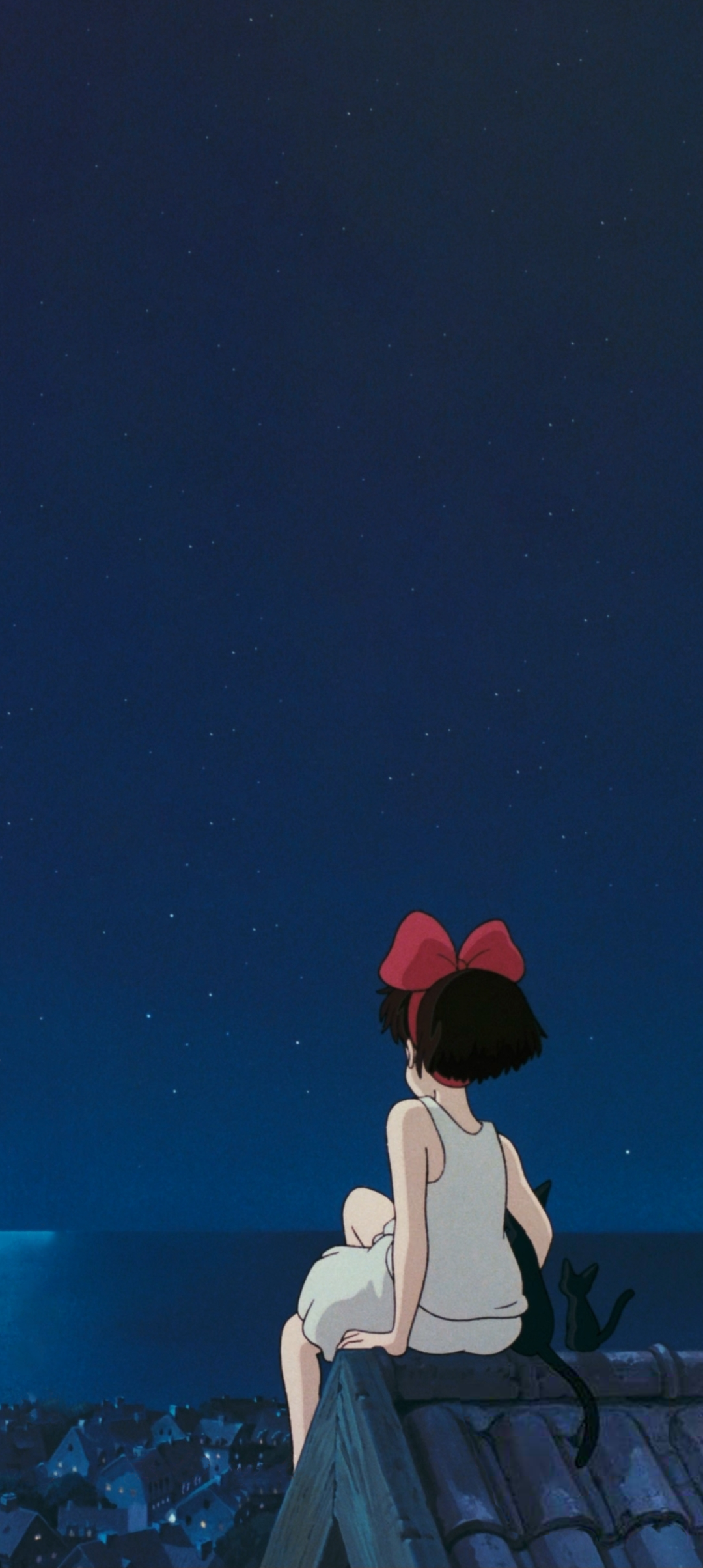 Kiki Studio Ghibli Anime Girls Rooftops Cats Portrait Display Looking Into The Distance Stars Sittin 1080x2408