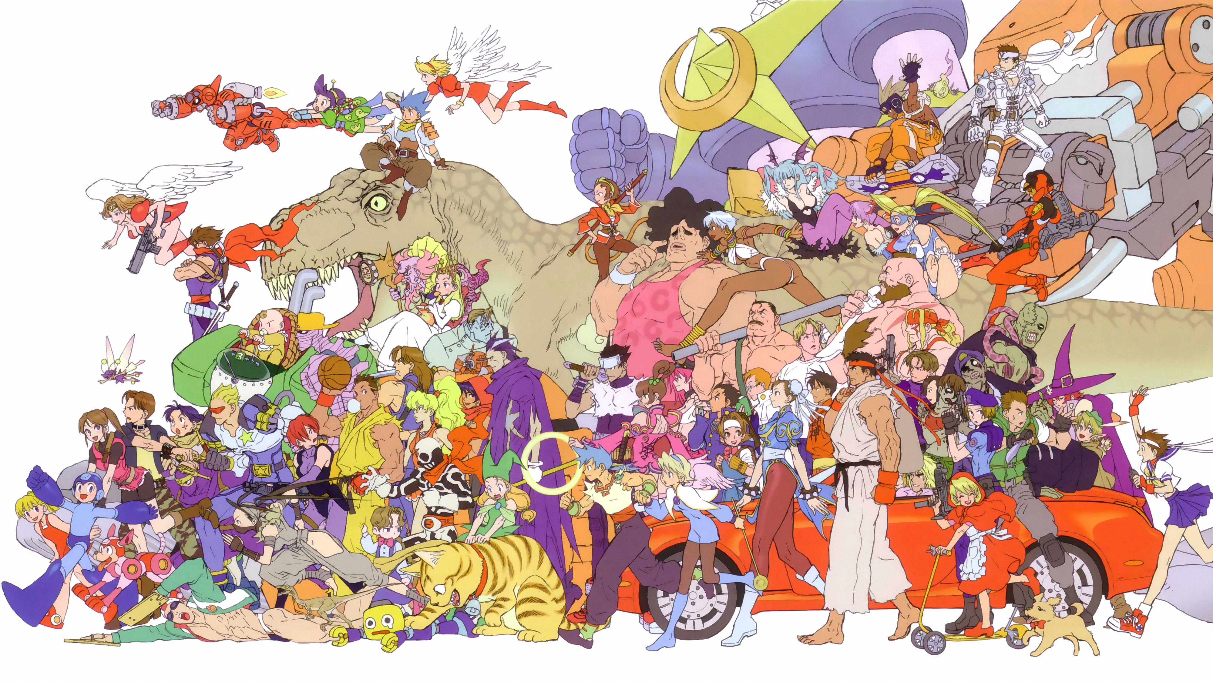 Capcom Nintendo Collections Anime Anime Girls Anime Boys Crossover Rockman Street Fighter Darkstalke 4000x2250