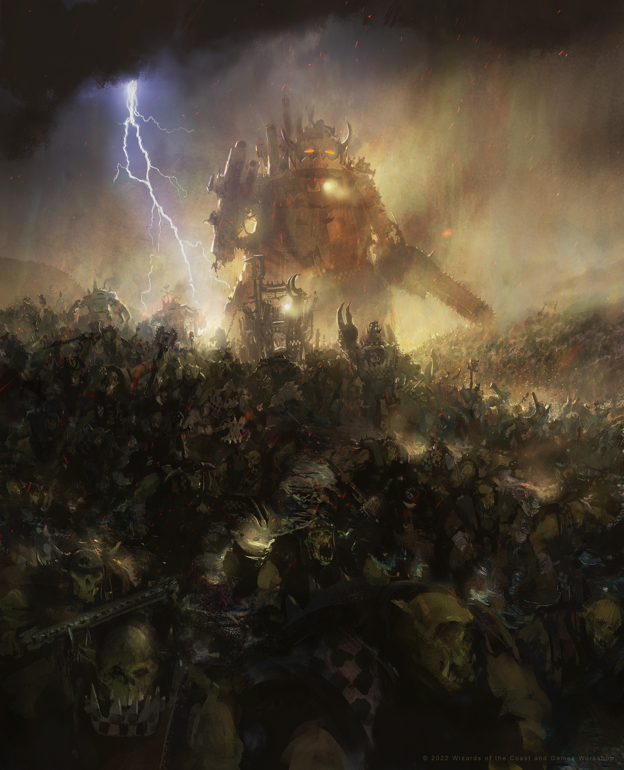 Warhammer 40 000 Warhammer Warhammer 30 000 Red Black Science Fiction Orcs Orks Gargant Gun Lightnin 2028x2500