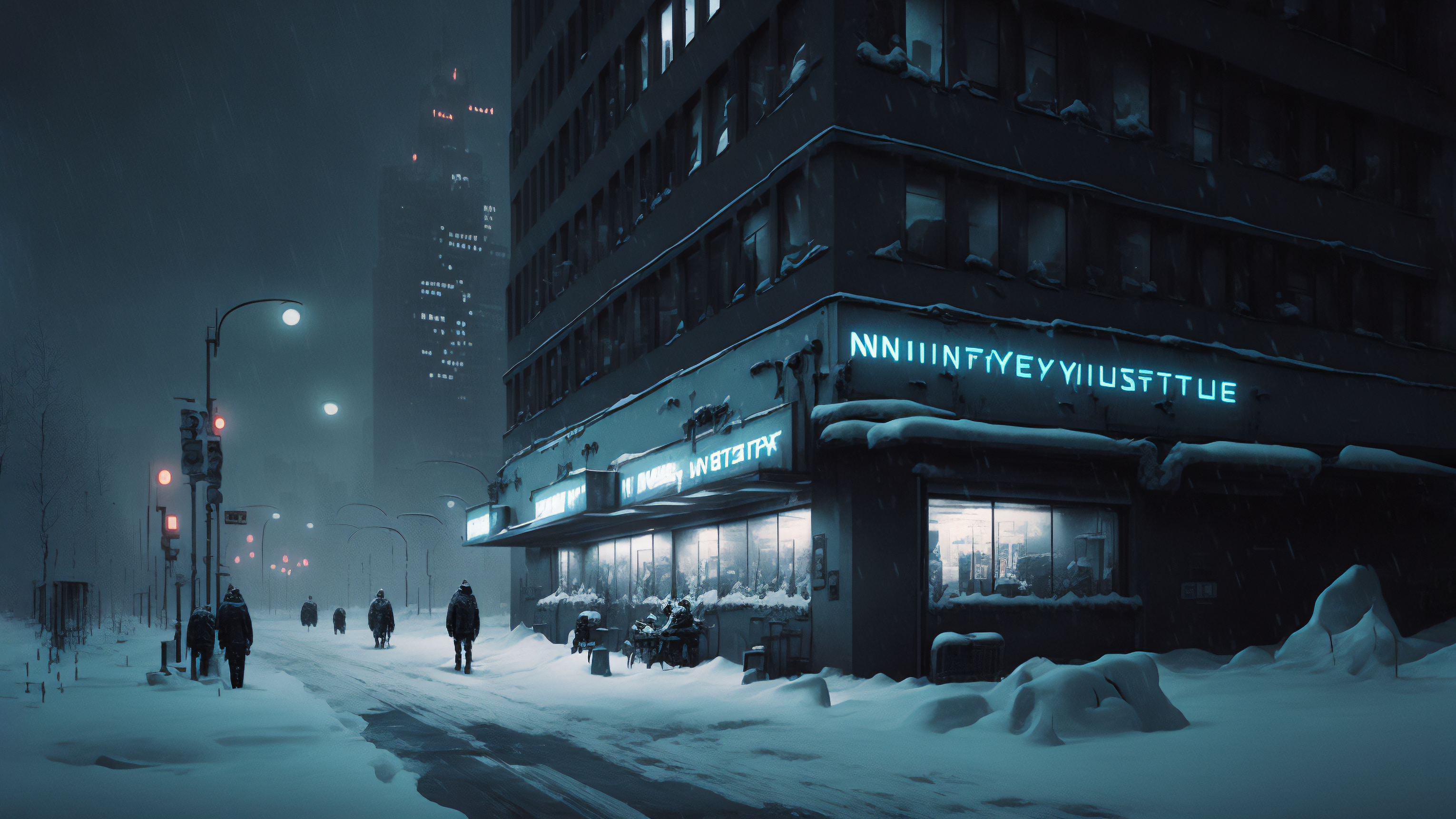 Ai Art Winter Snow City Cyberpunk Blade Runner 3060x1721