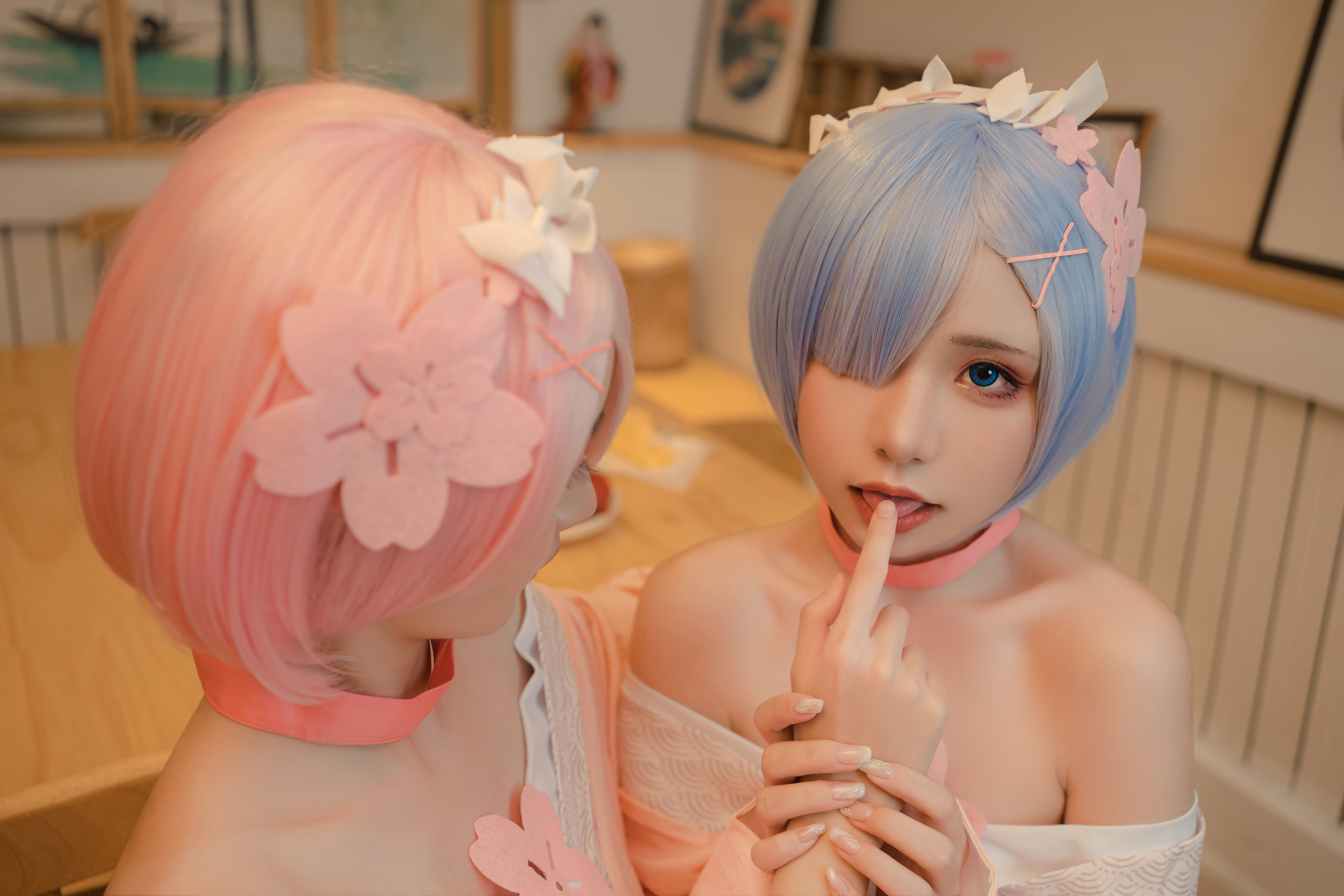 Two Women Pink Hair Blue Hair Anime Girls Rem Re Zero Ram Re Zero Re Zero Kara Hajimeru Isekai Seika 6000x4000