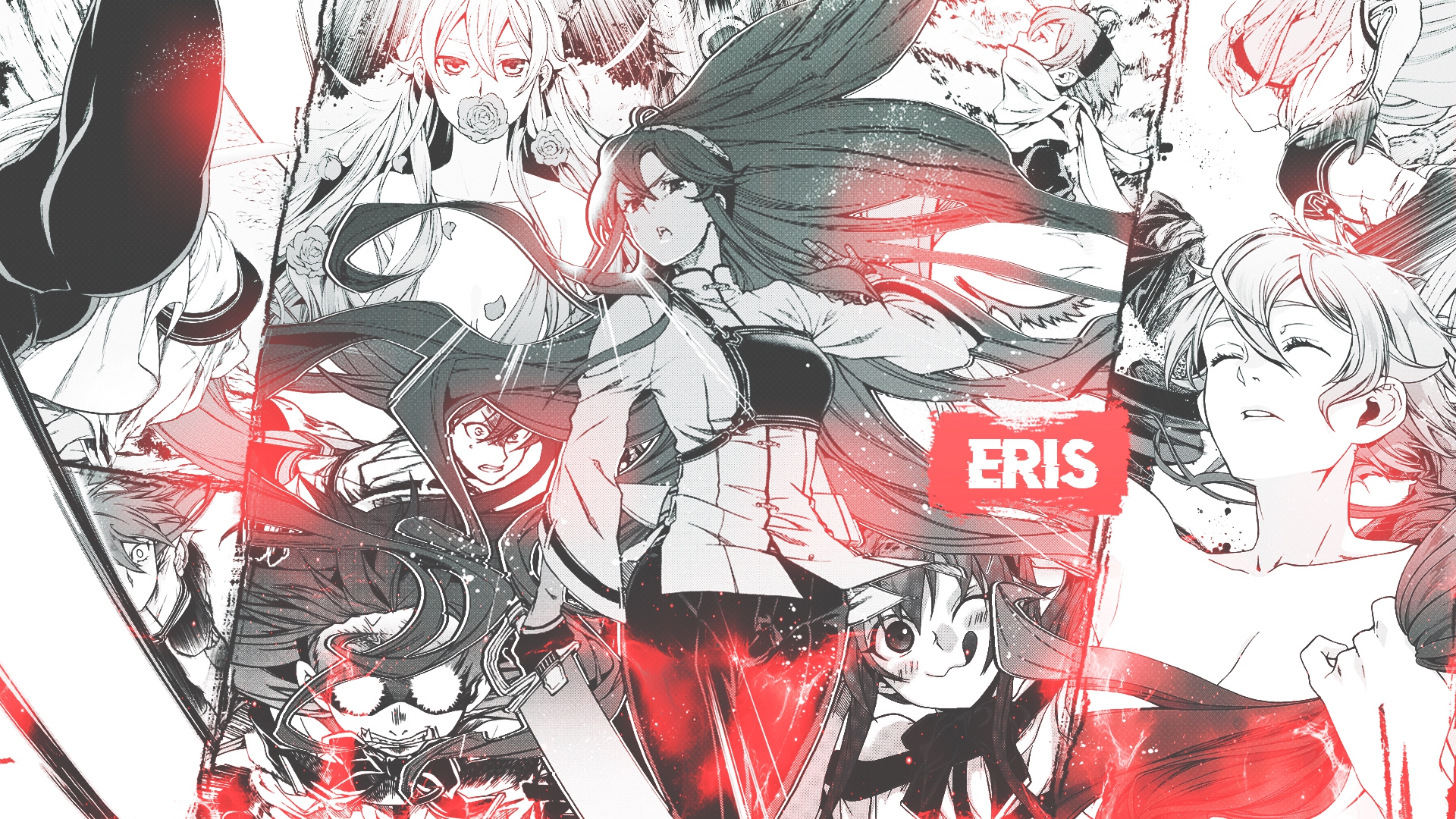 Manga Collage Anime Girls Eris Boreas Greyrat Mushoku Tensei Mushoku Tensei DinocoZero 1920x1080