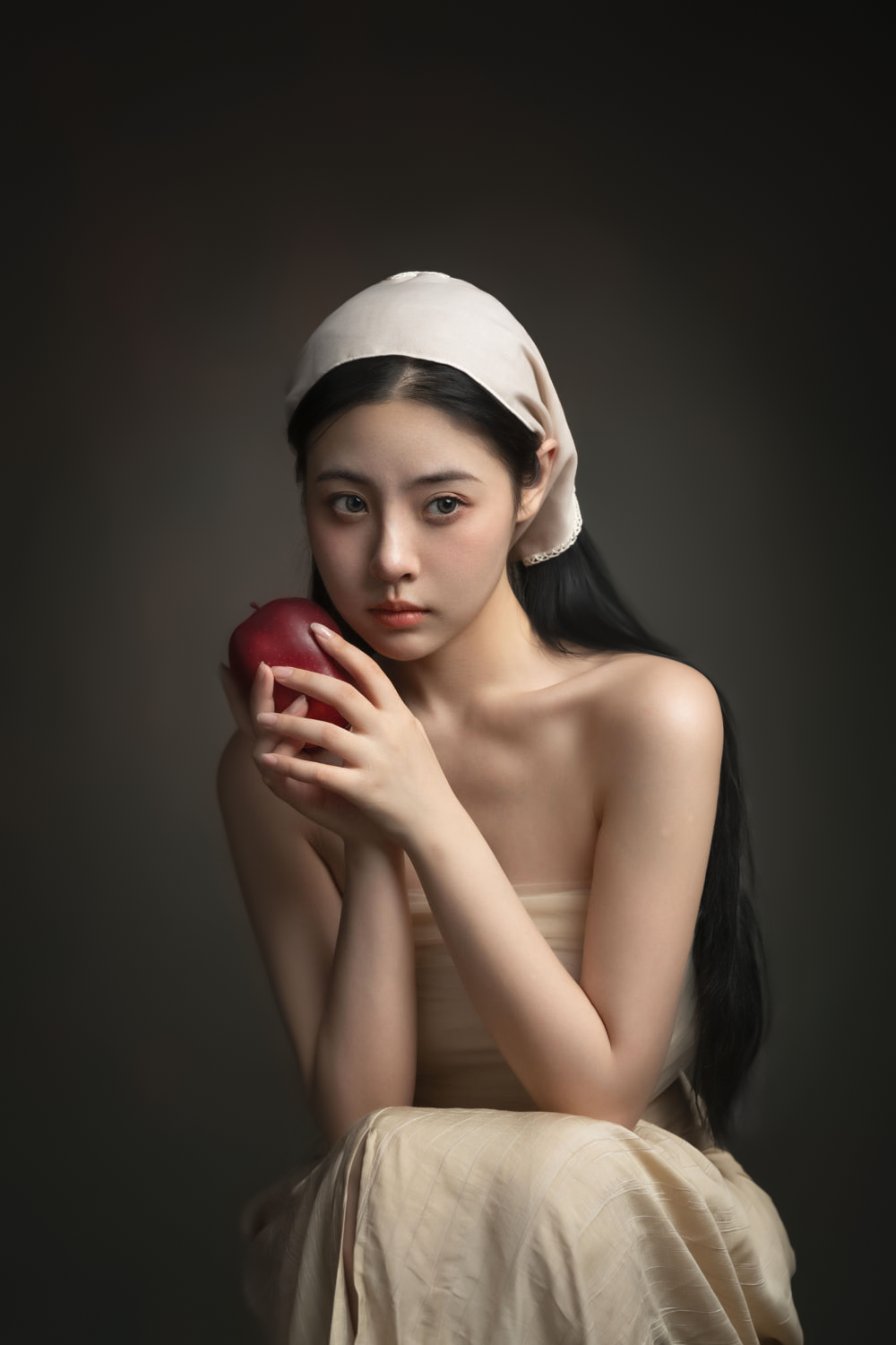 Lee Hu Women Asian Shawl Apples Simple Background 1000x1500