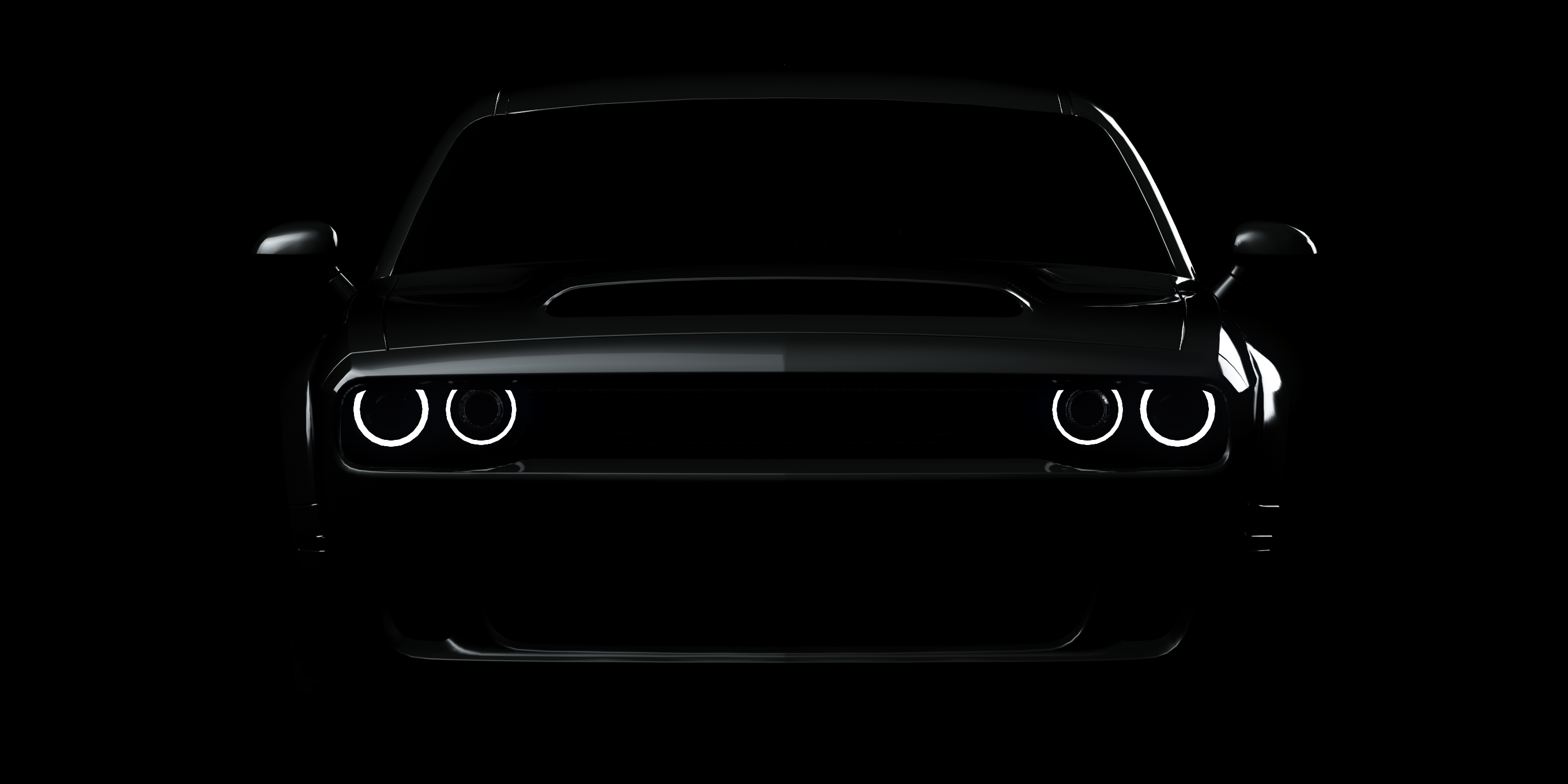 Assetto Corsa Video Games Video Game Art CGi Front Angle View Headlights Dodge Dodge Challenger Dark 2720x1360