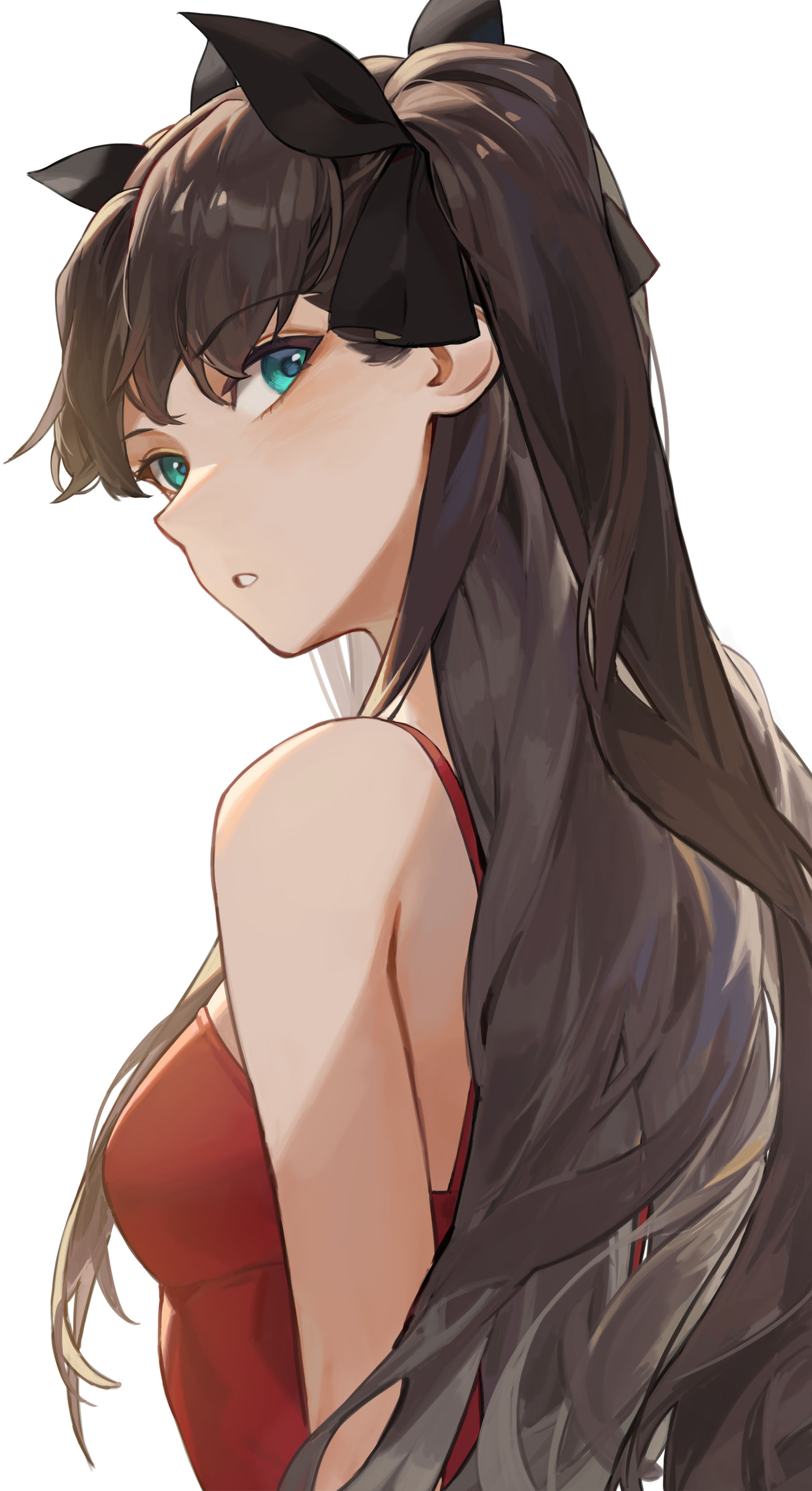 Tohsaka Rin Fate Series Cotta Vertical Anime Girls Long Hair Twintails White Background Simple Backg 1800x3305