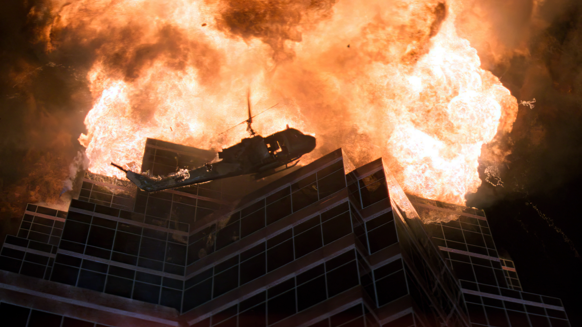 Die Hard Movies Film Stills Helicopters Explosion Skyscraper Fire 1920x1080