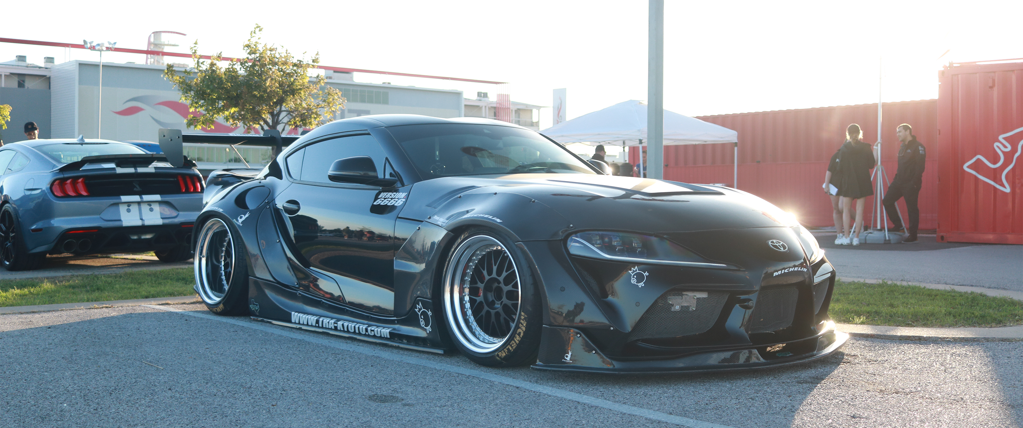 Car Stance Cars Toyota Toyota Supra Front Angle View Sunlight 3440x1440