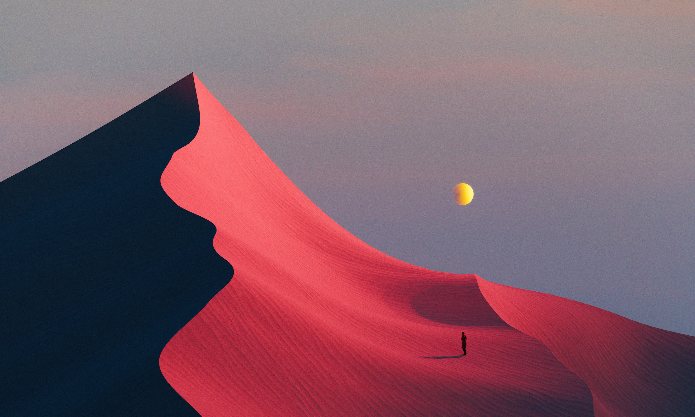 Digital Art Artwork Illustration Dunes Desert Landscape Sand Nature Simple Background Minimalism 2400x1440
