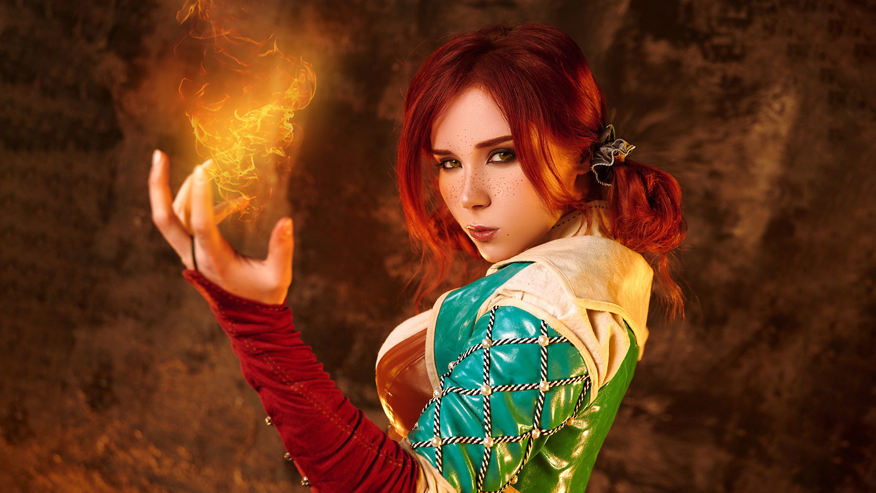 Triss Merigold with Magic Fire  The Witcher 3 Wild Hunt  Live Background   Live Desktop Wallpapers