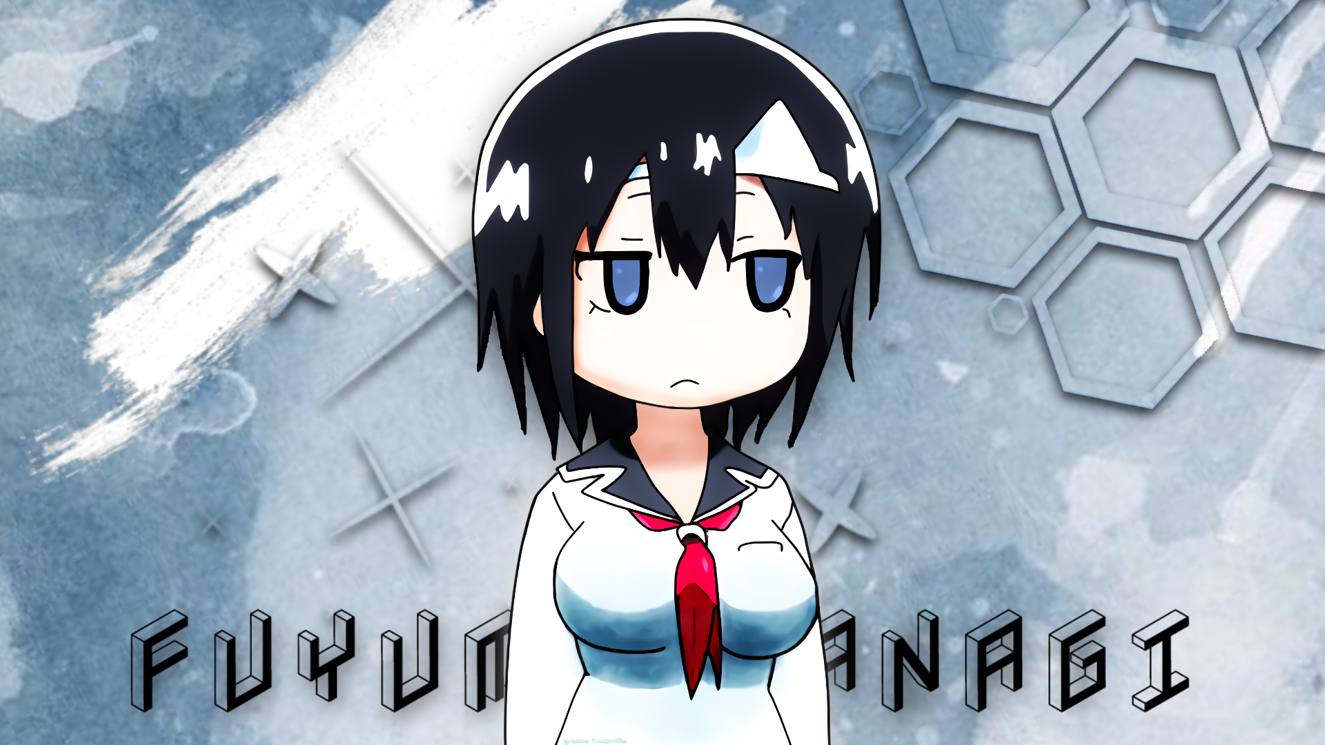 Fuyumi Yanagi Anime Girls Blood Lad Black Hair Blue Eyes Frown 1920x1080