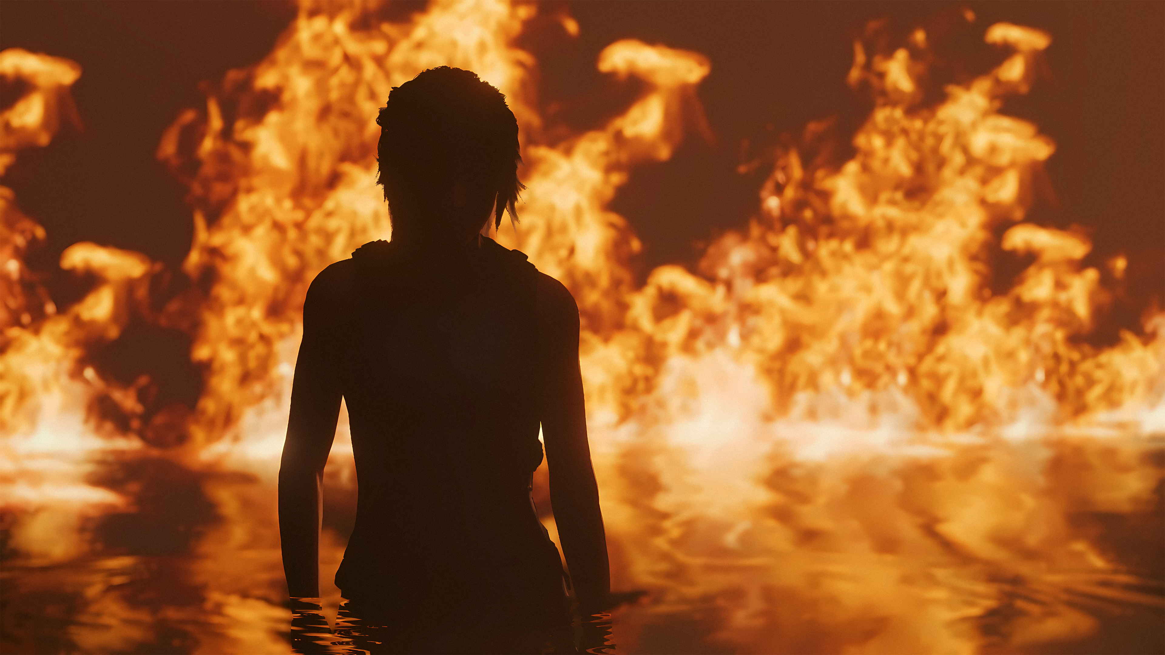 Lara Croft Tomb Raider Tomb Raider Movies Fire Video Game Art 3840x2160