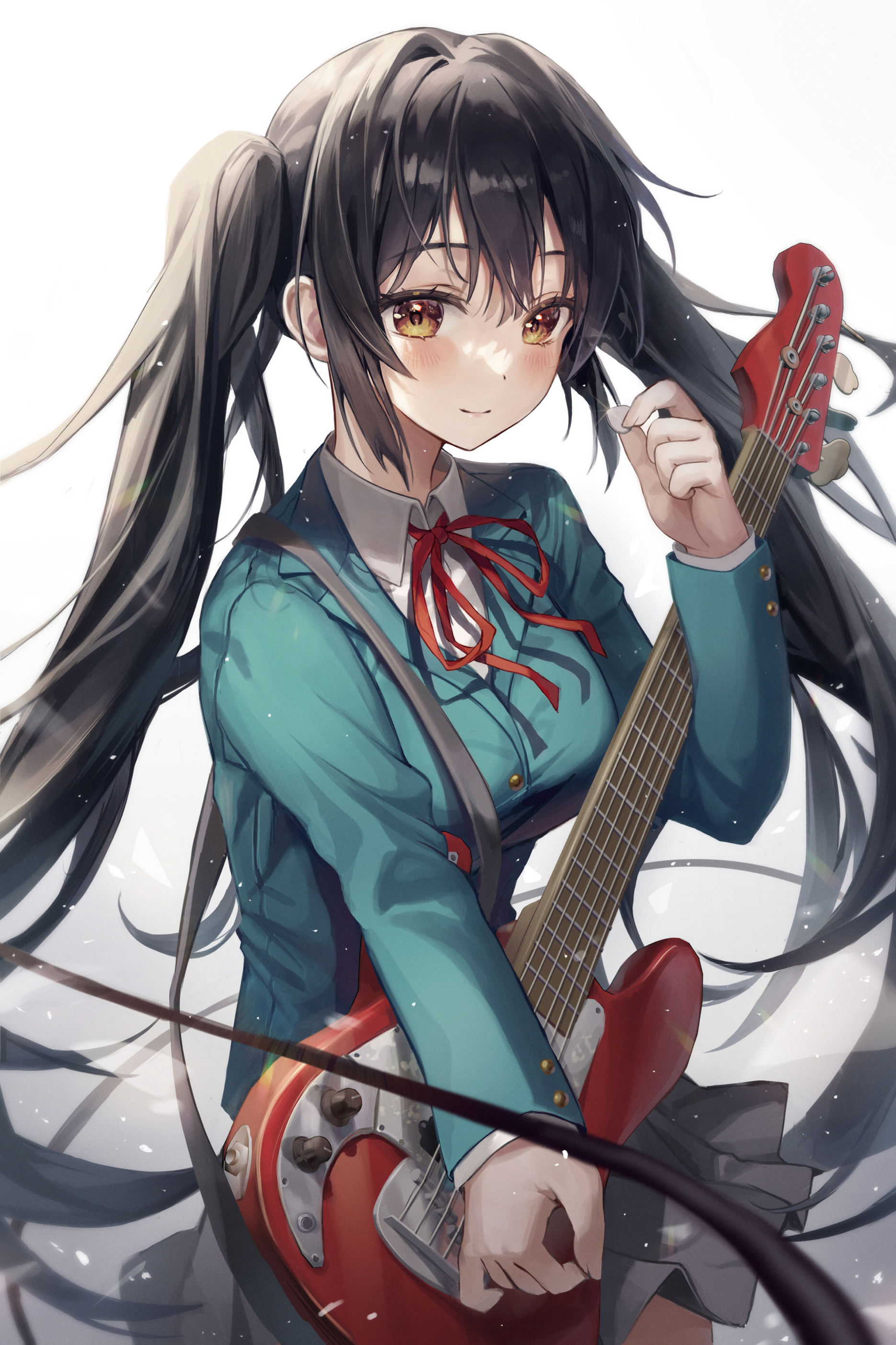 Anime Girls Girl Band Vertical Schoolgirl School Uniform Black Hair Brown  Eyes Blushing Guitar K ON Wallpaper - Resolution:1870x2805 - ID:1362447 -  