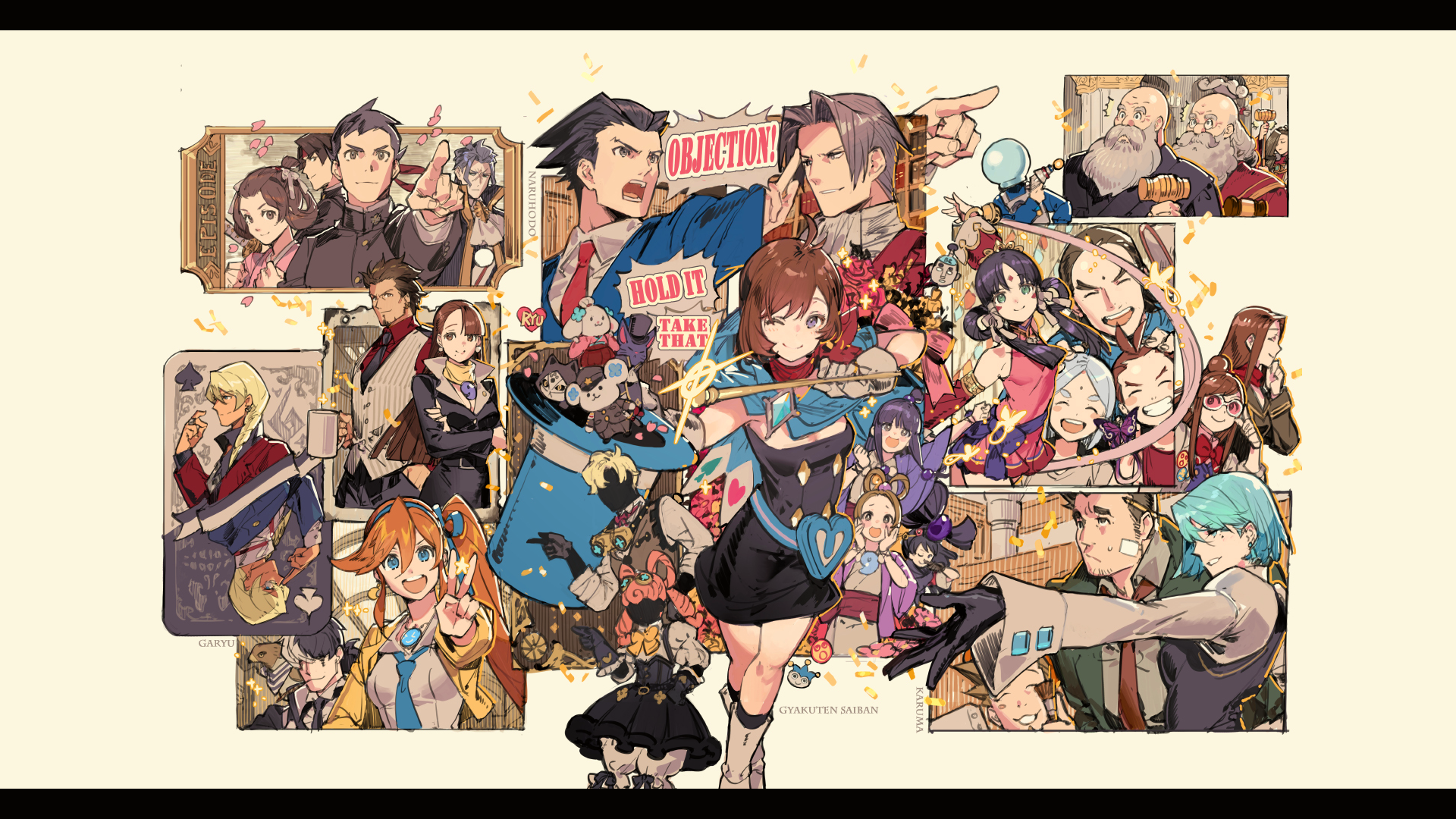Video Games Capcom Video Game Girls Video Game Man Ace Attorney Phoenix Wright Miles Edgeworth Trucy 1920x1080