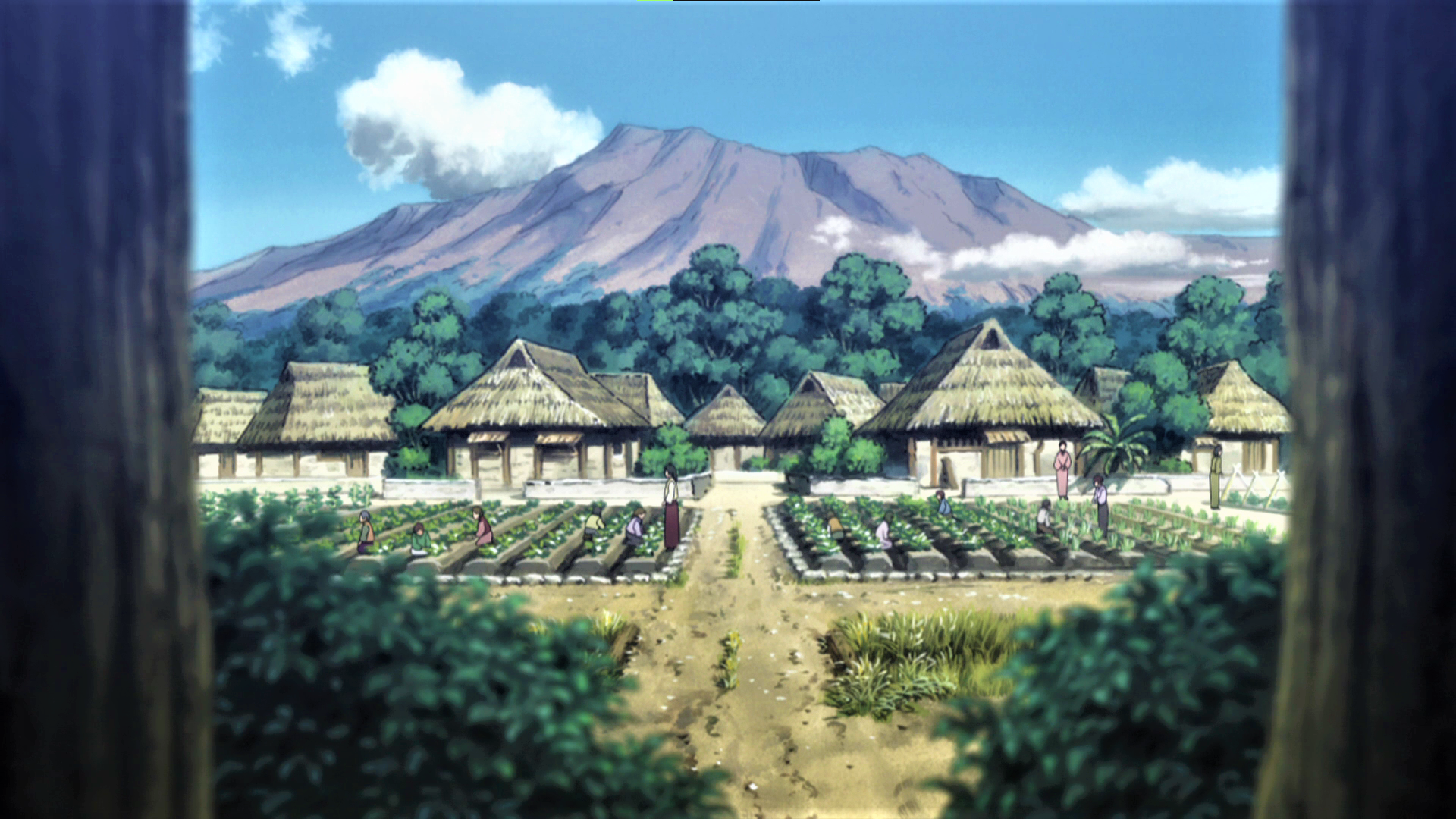 Hunter X Hunter House Trees Mountains Clouds Sky Field Anime Anime Screenshot 1920x1080