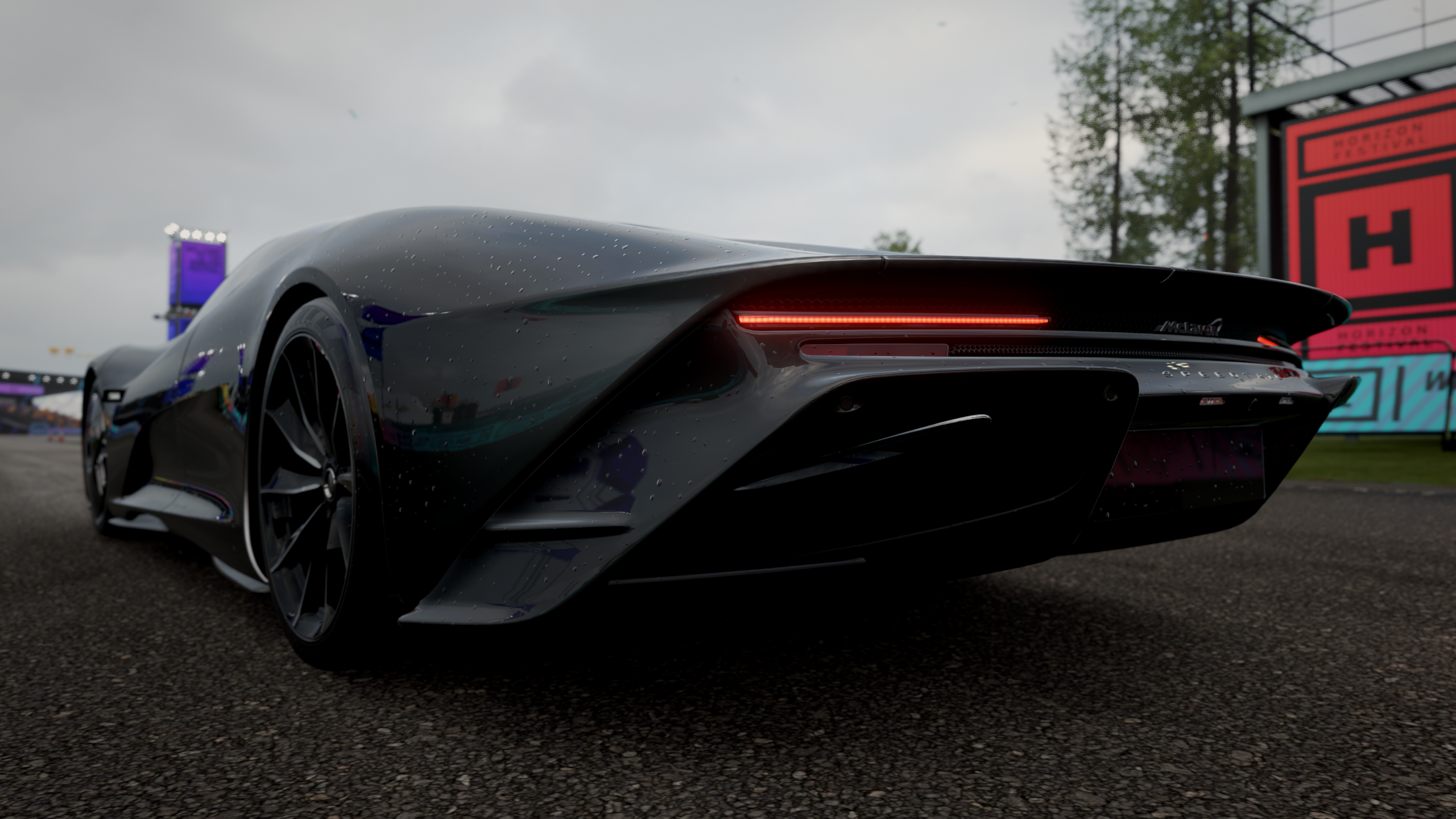Forza Horizon 4 McLaren Speedtail Video Games Rear View Taillights CGi Sky Clouds Car Reflection Clo 2560x1440