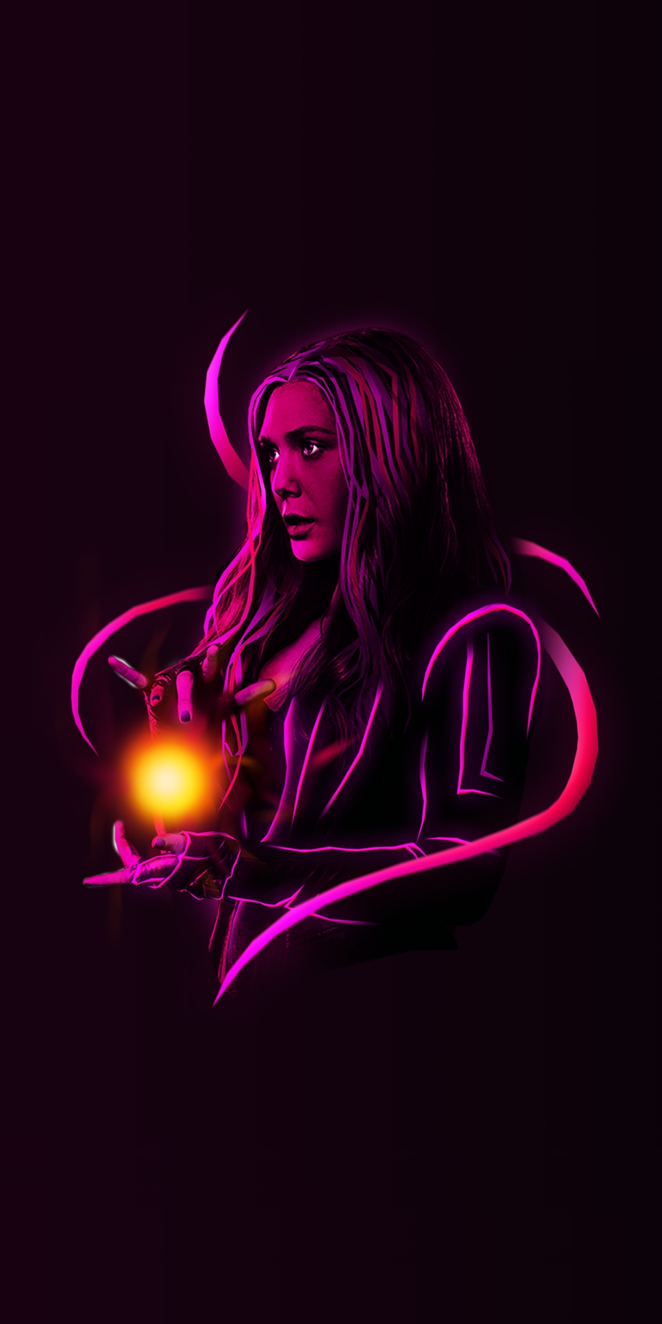 Portrait Display Portrait Marvel Comics Marvel Cinematic Universe Scarlet Witch Elizabeth Olsen Neon 950x1900