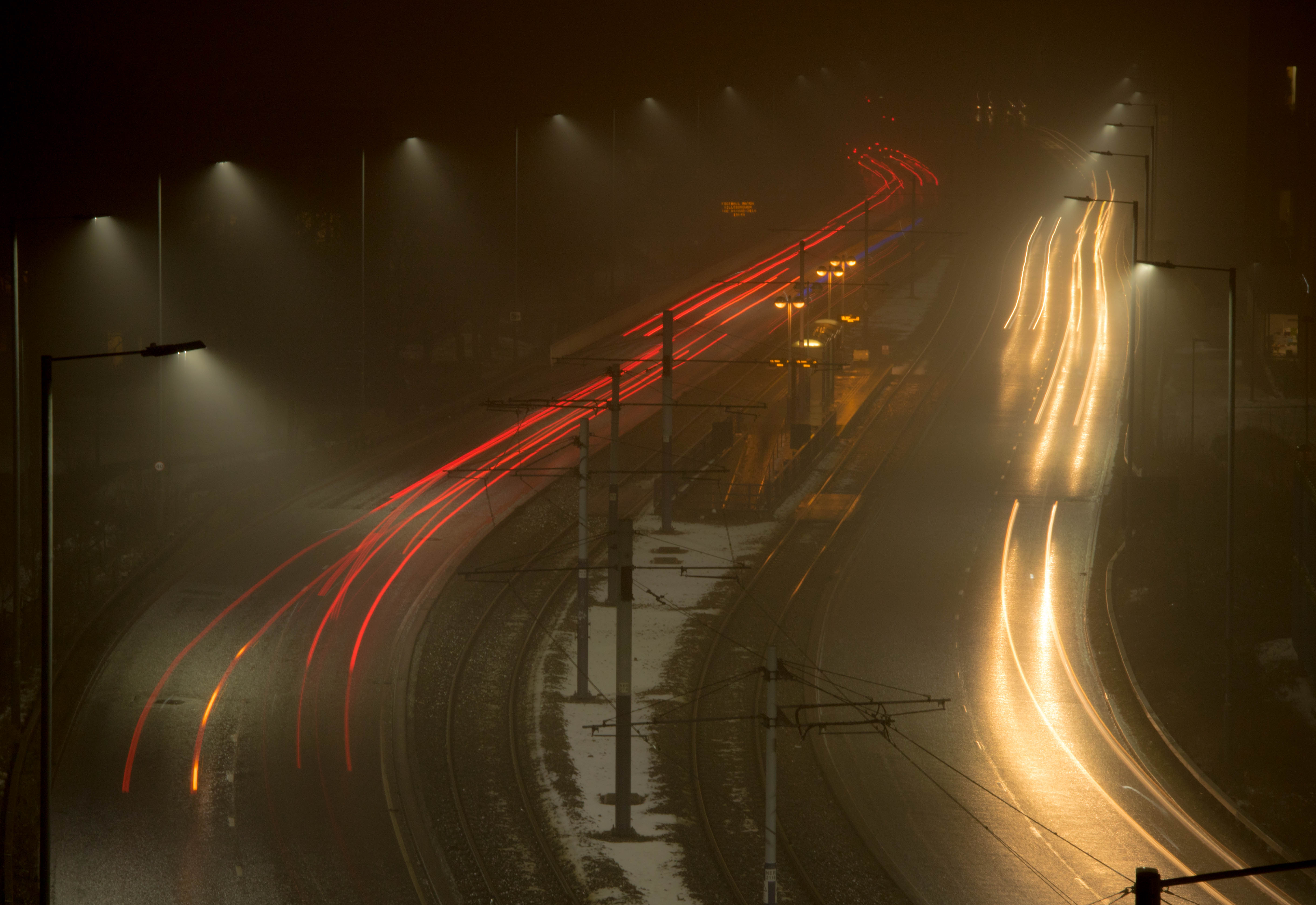 Urban Long Exposure Road Headlights Car Mist Lights 5650x3886