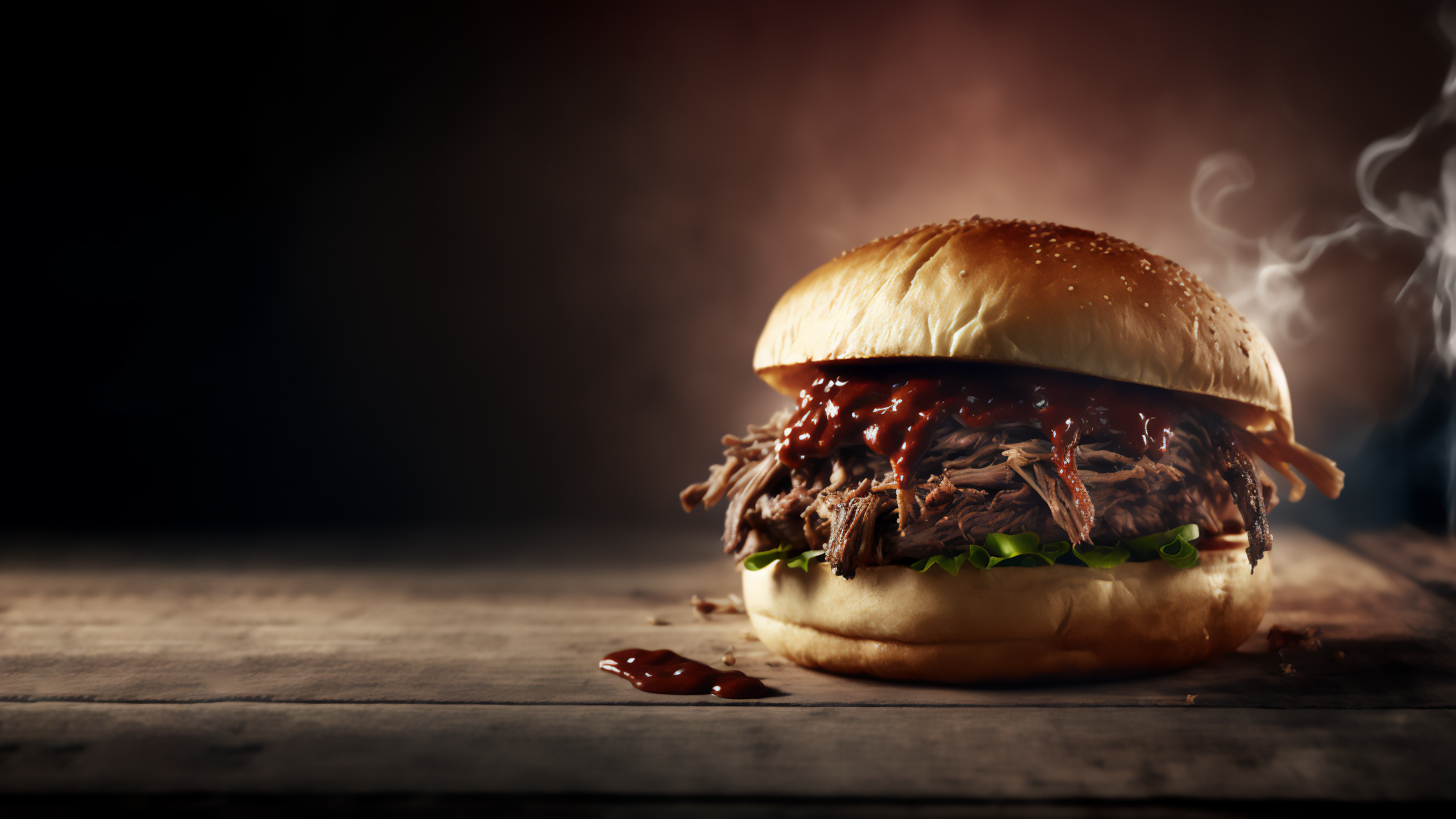 Ai Art Food Burgers Pulled Pork Still Life Steam Vapor 3641x2048