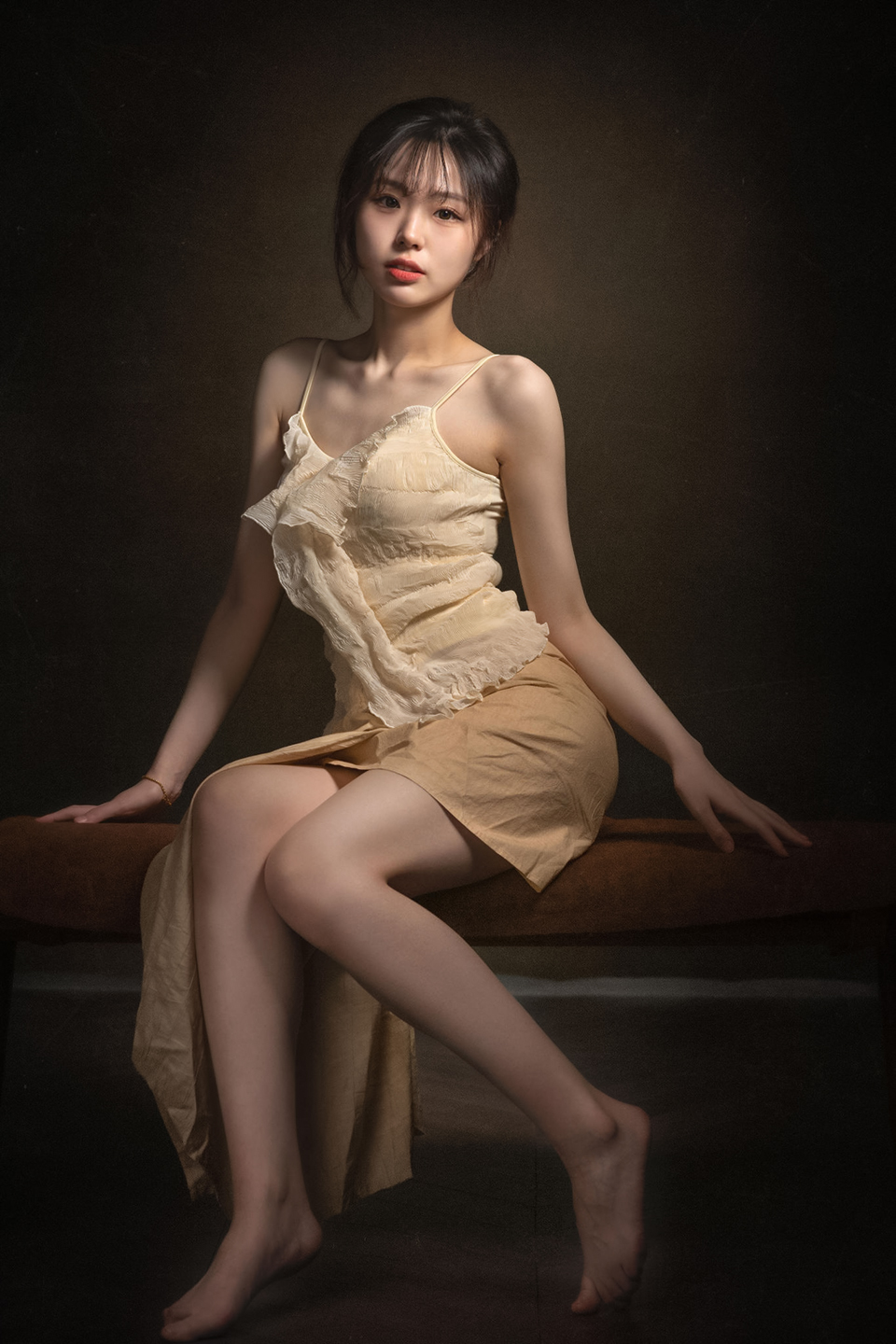 Lee Hu Women Asian Dark Hair Casual Yellow Clothing Barefoot Studio 960x1440