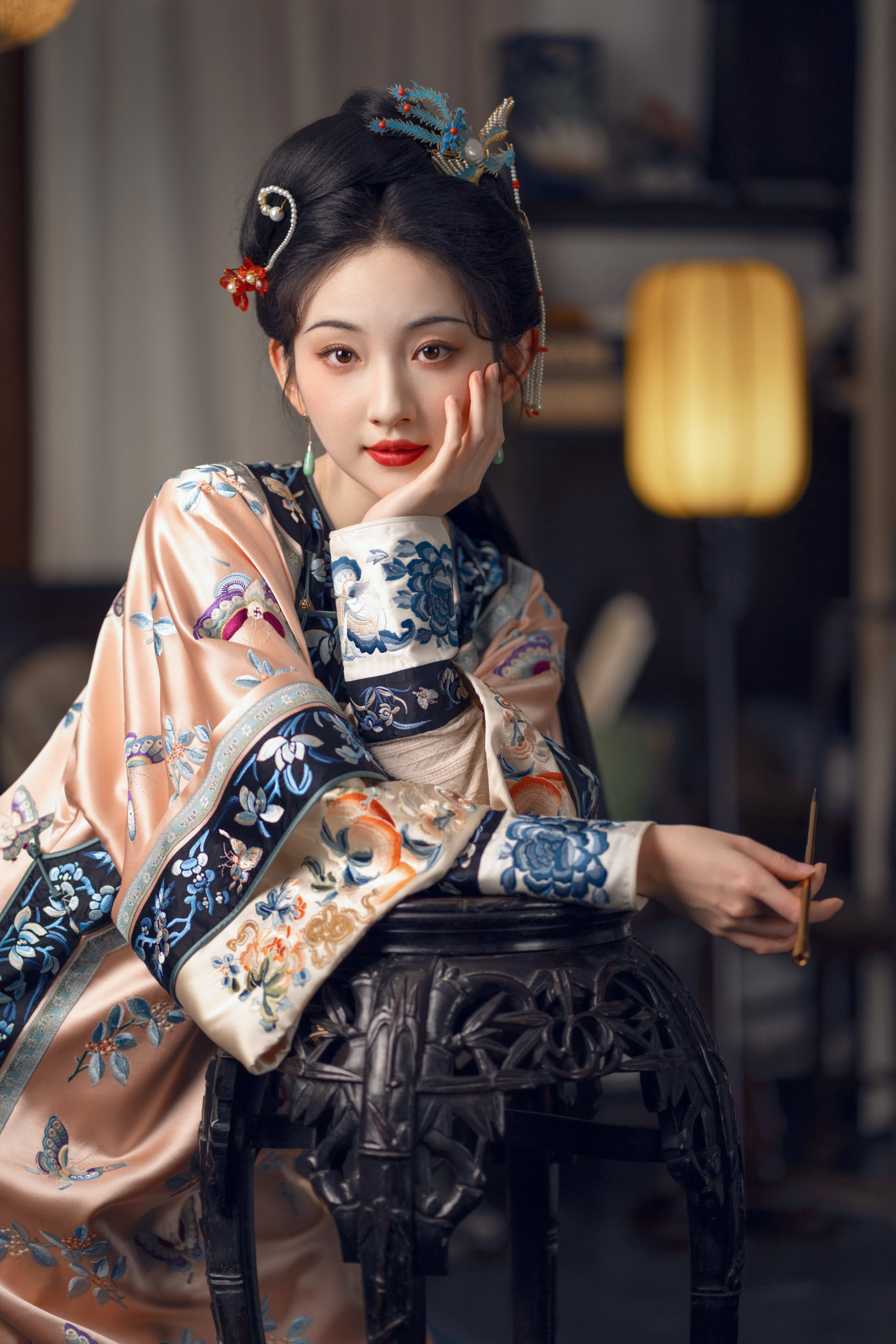 Lee Hu Women Asian Hair Accessories Lipstick Dress Depth Of Field Portrait Display 1365x2048