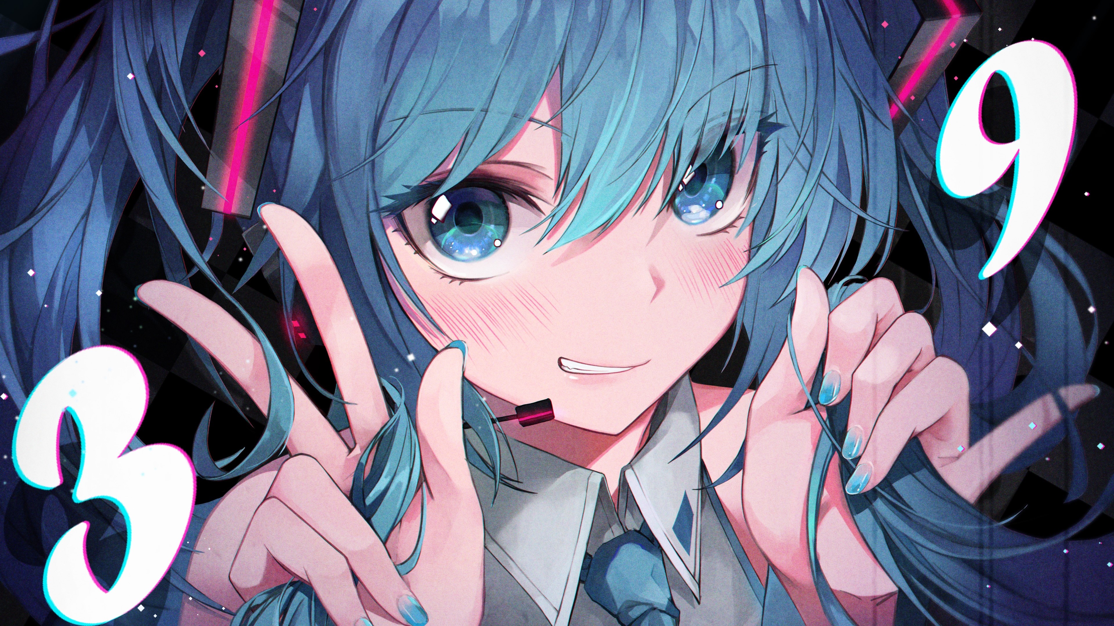 Anime Anime Girls Twintails Blue Hair Blue Eyes Vocaloid 3840x2160