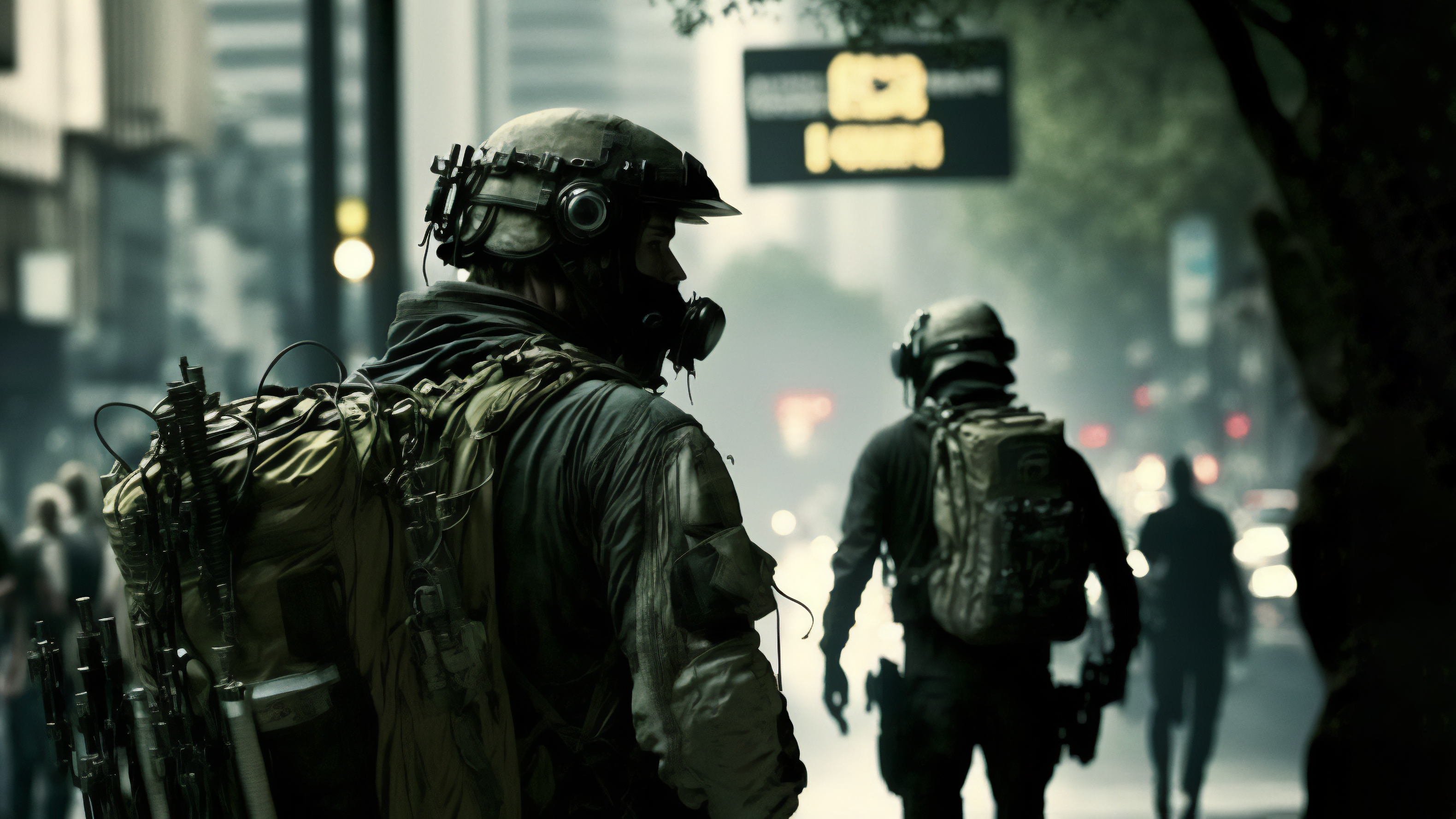 Ai Art Soldier Exterior City Backpacks 3159x1777