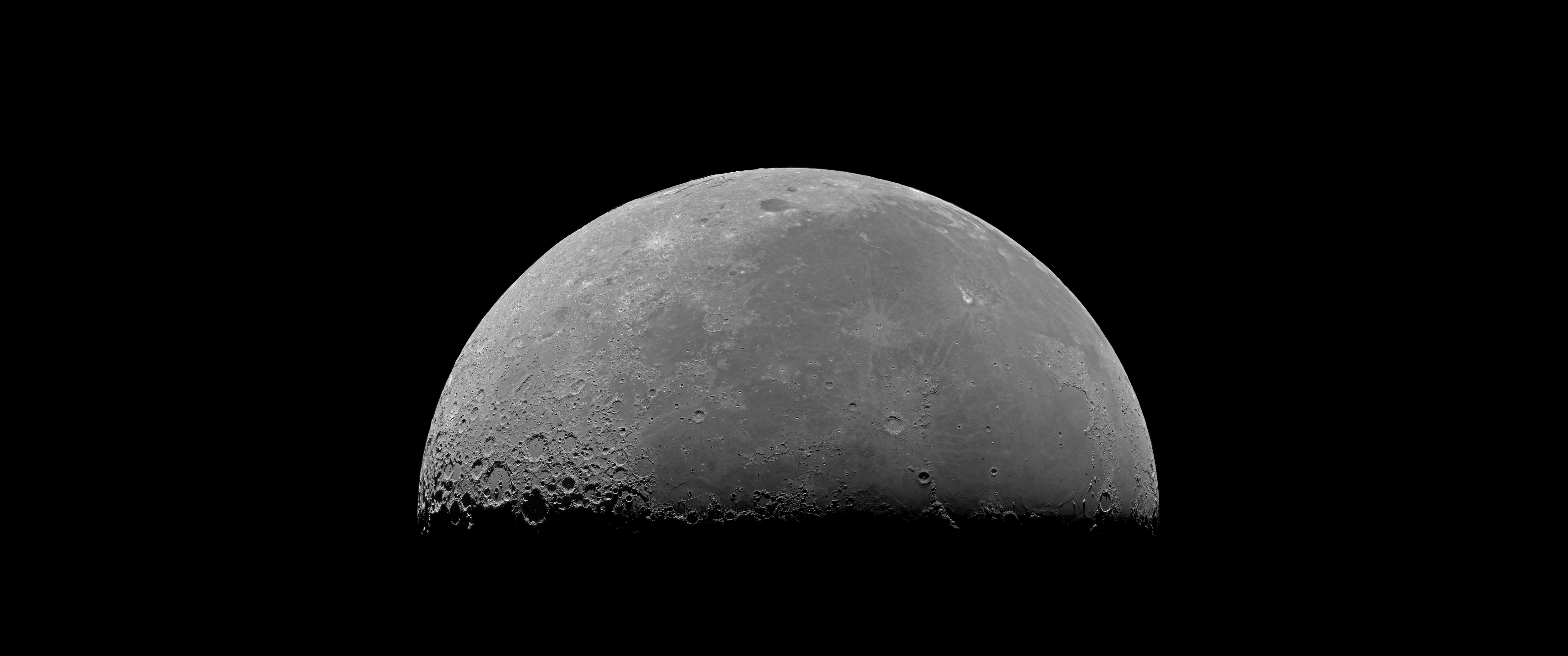 Space Moon Simple Background Minimalism 3440x1440