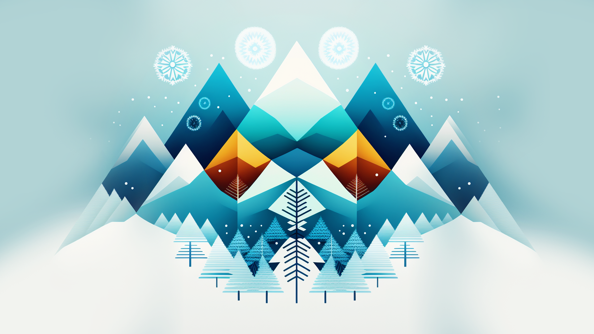 Ai Art Minimalism Winter Is Coming Christmas Simple Background Snowflakes 1920x1080