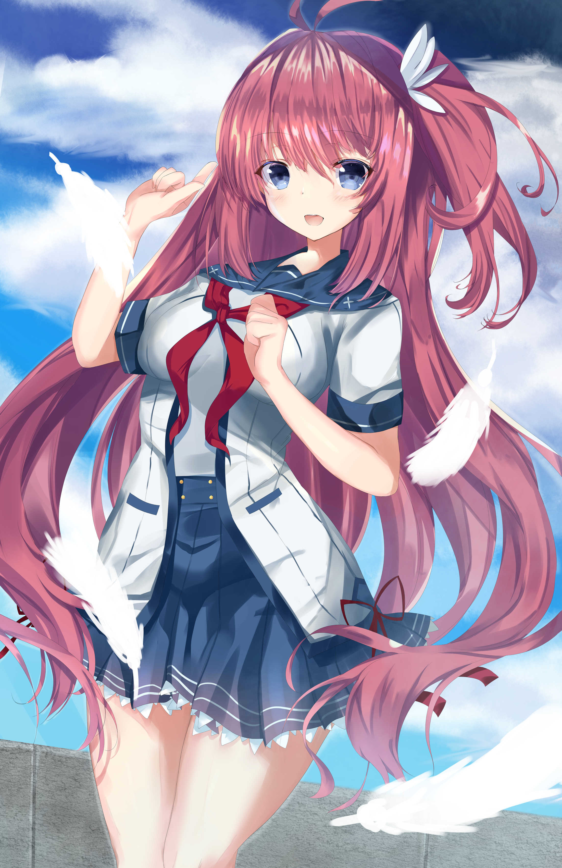 Anime Anime Girls Ao No Kanata No Four Rhythm Kurashina Asuka Long Hair Pink Hair Solo Artwork Digit 2293x3539