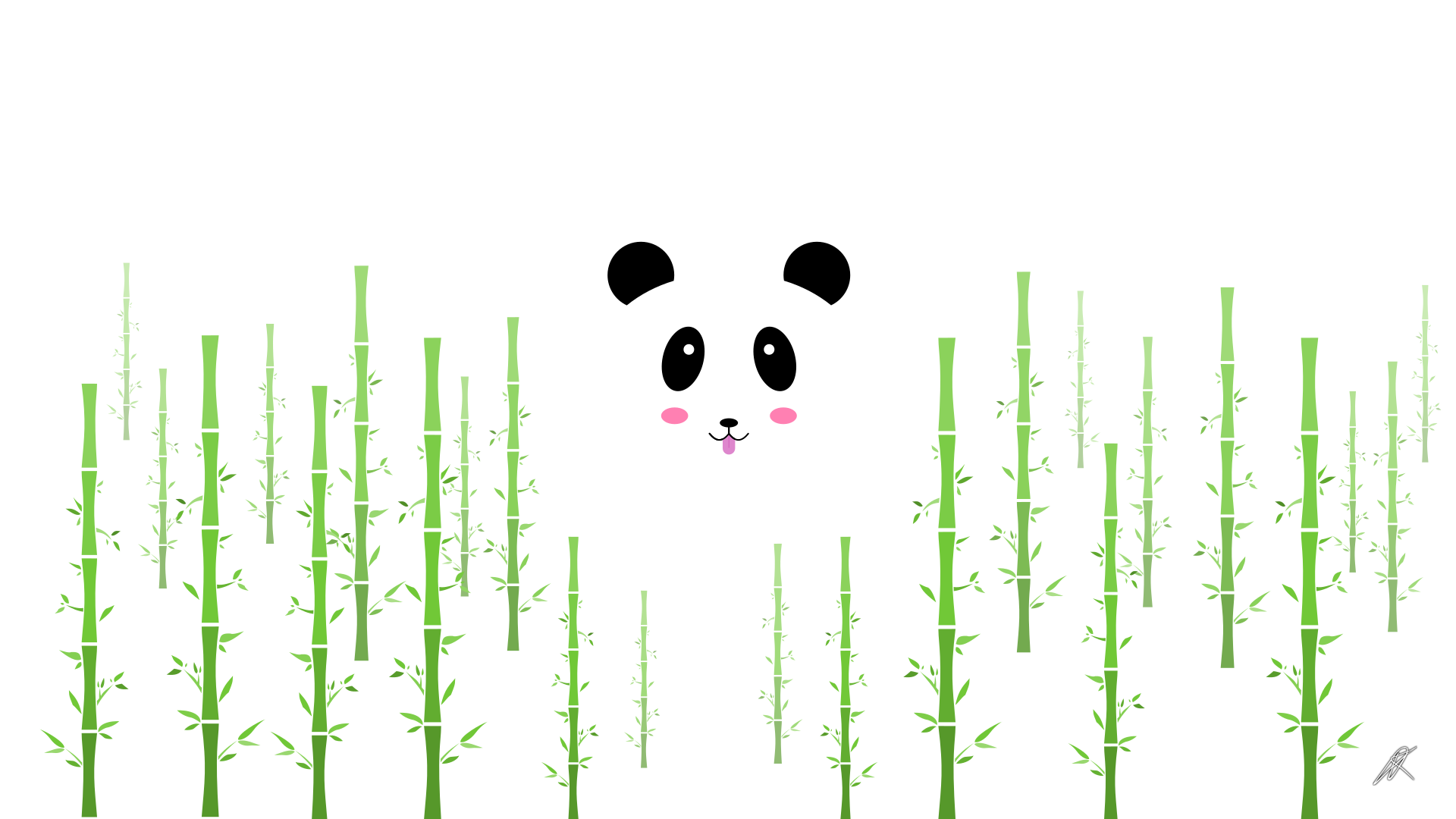 Bamboo Panda Vector Illustration 1920x1080