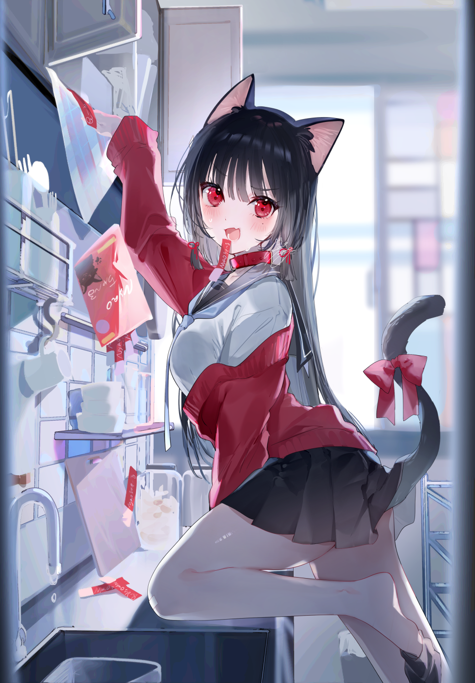 Original Characters Cat Girl Anime Girls Cat Ears Cat Tail Portrait Display Looking At Viewer Long H 974x1400