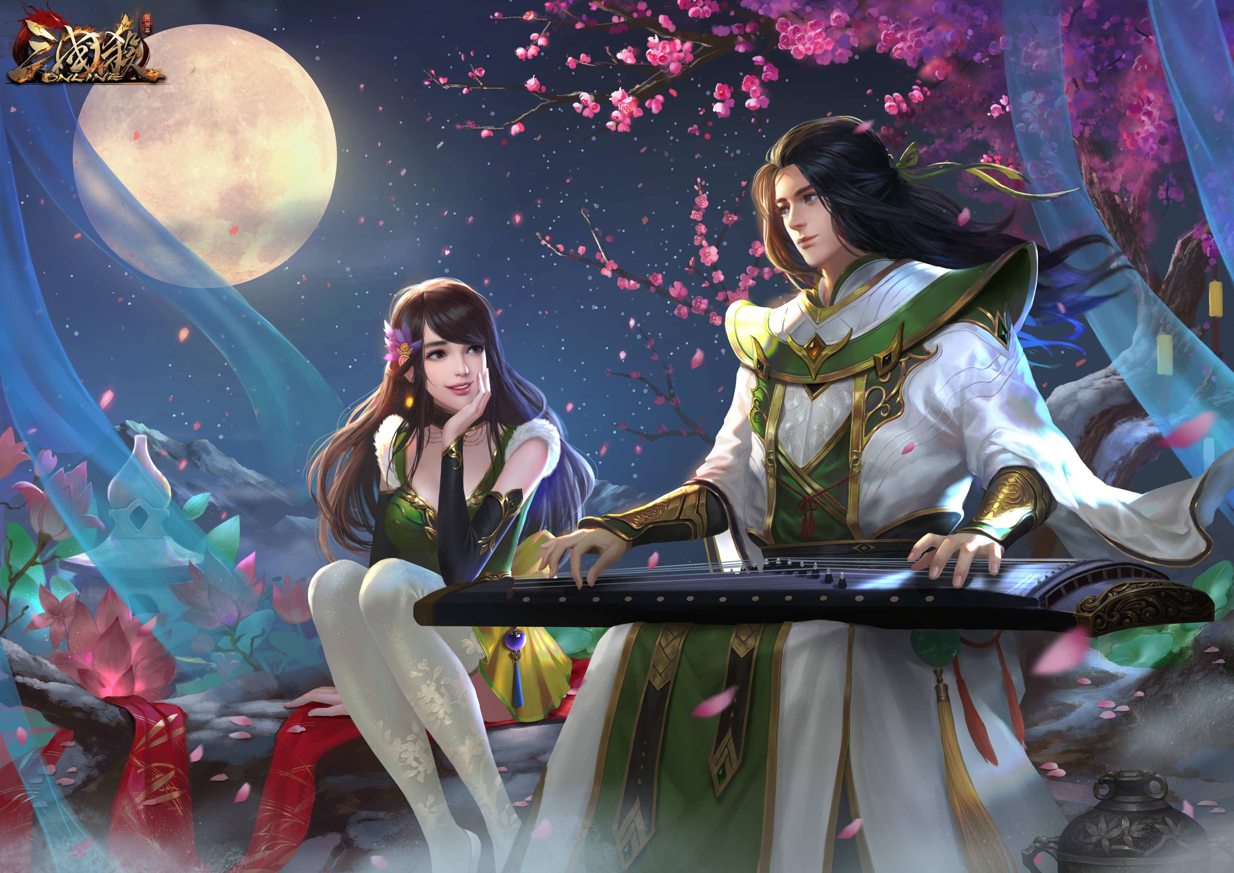 Three Kingdoms Video Game Characters Video Games Video Game Art Petals Flowers Video Game Girls Vide 3984x2820