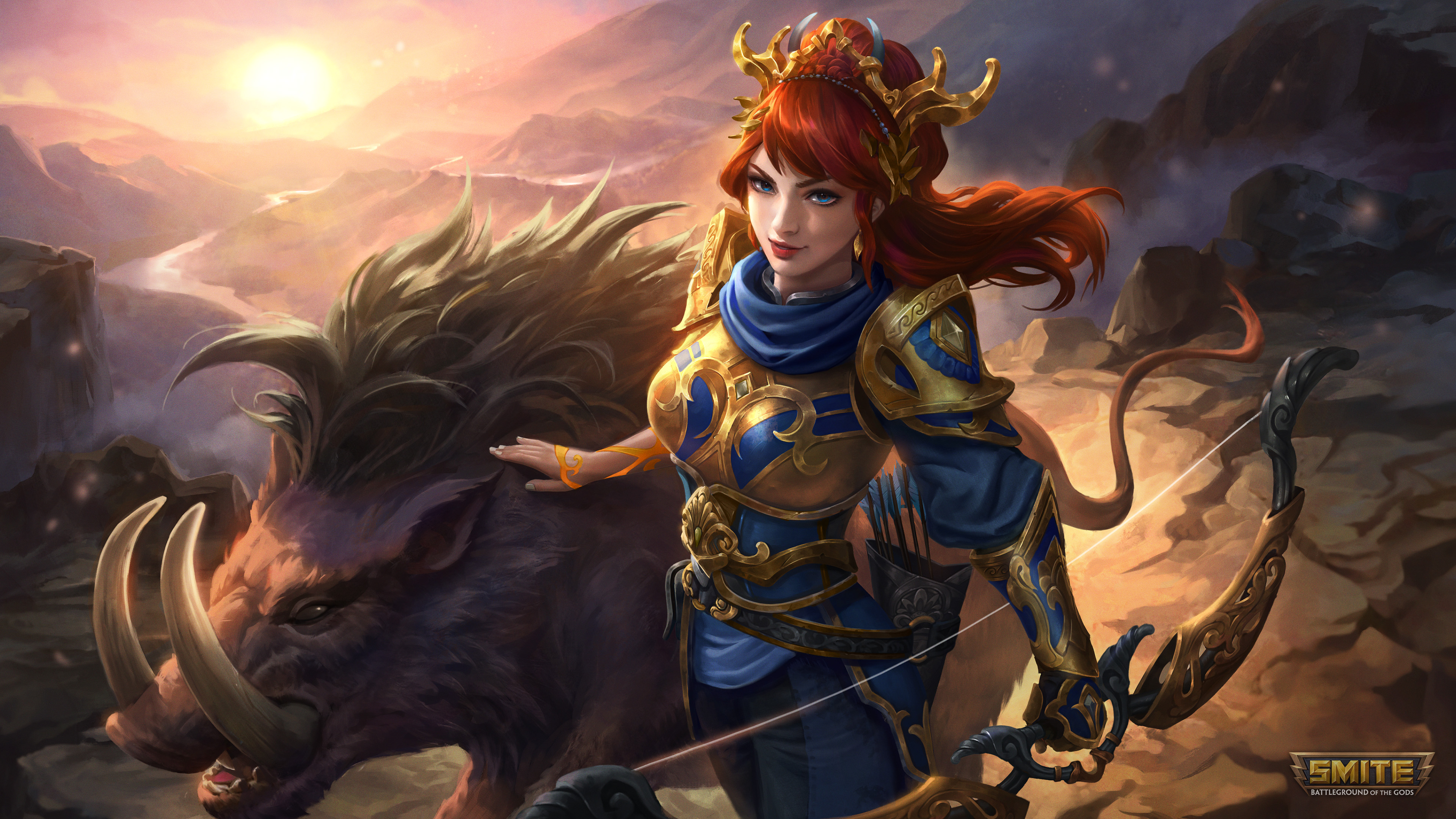 Smite Moba Video Game Characters Video Game Art Video Game Girls Video Games Smiling Redhead Looking 3840x2160