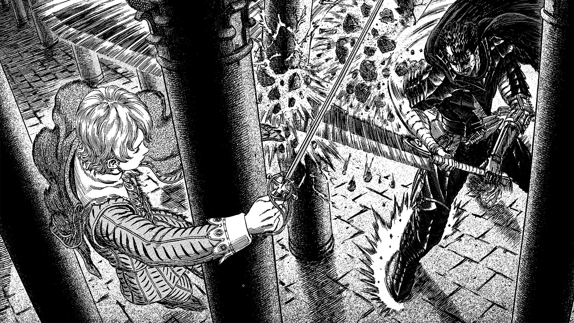 Berserk Guts Manga Anime Men Sword Armor Cape Pillar Weapon 1920x1080