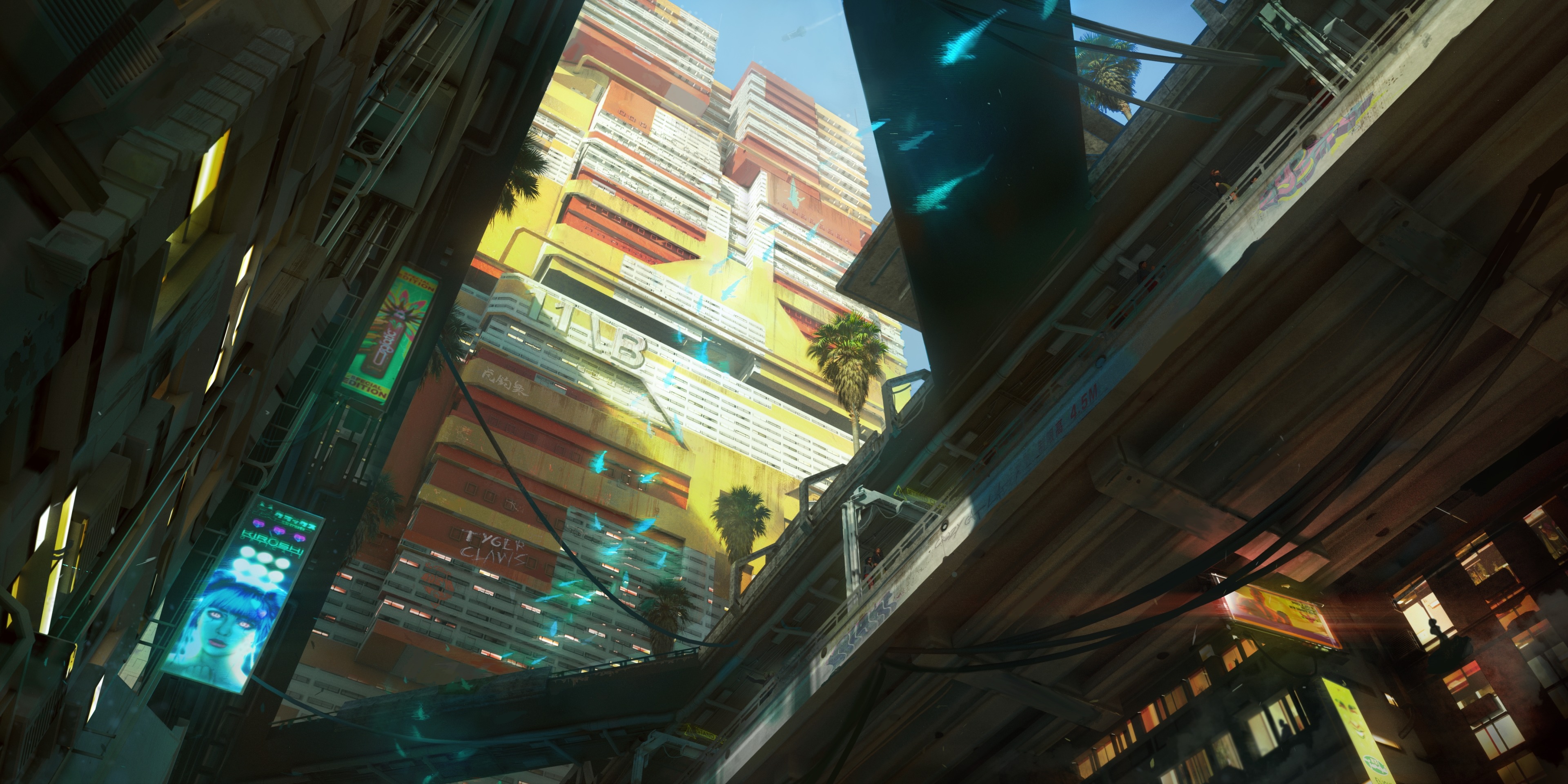 Cyberpunk City Cyberpunk 2077 Video Games City Video Game Art Building Futuristic 3840x1920