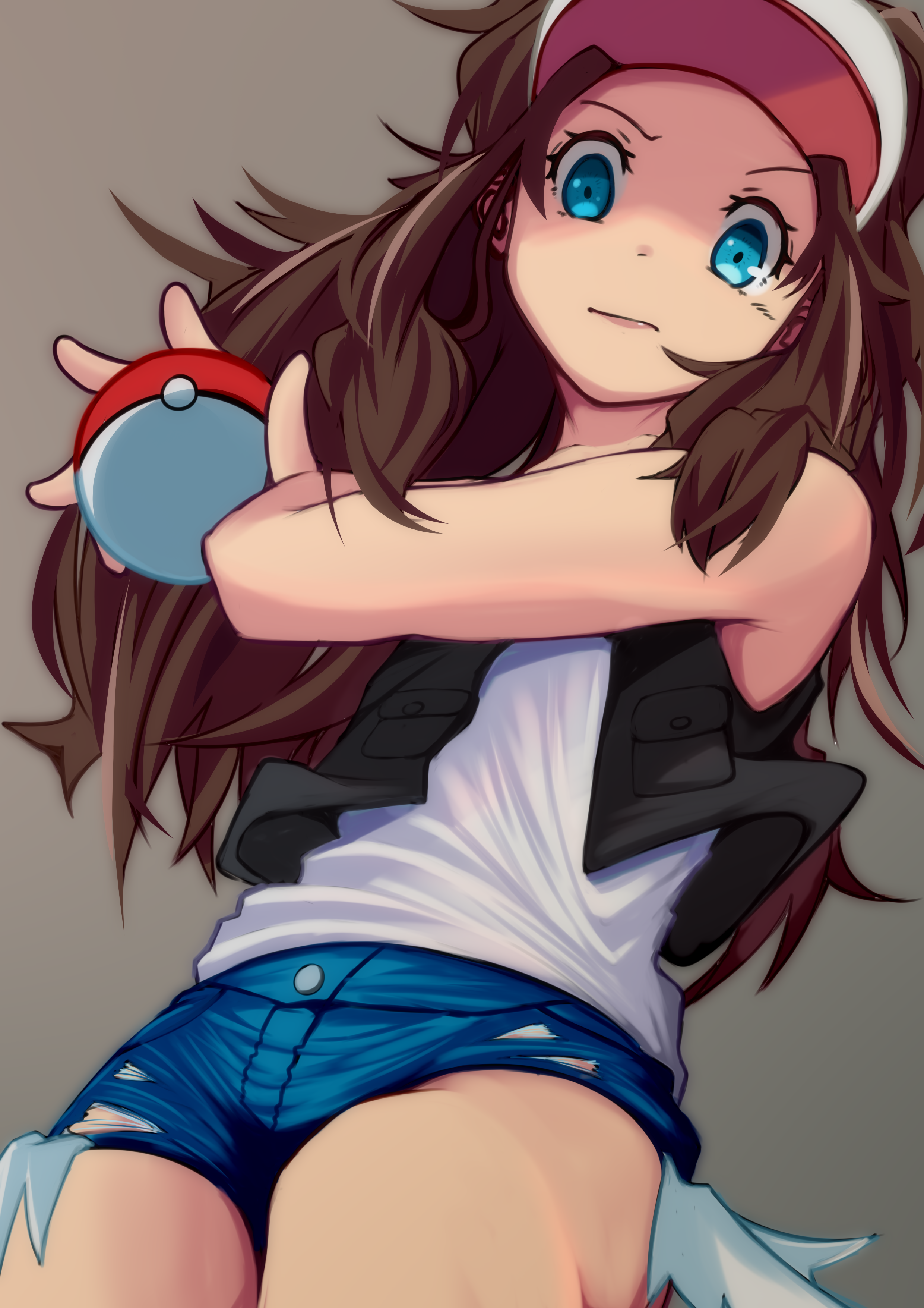 Anime Anime Girls Pokemon Hilda Pokemon Long Hair Ponytail Brunette Solo Artwork Digital Art Fan Art 2480x3508