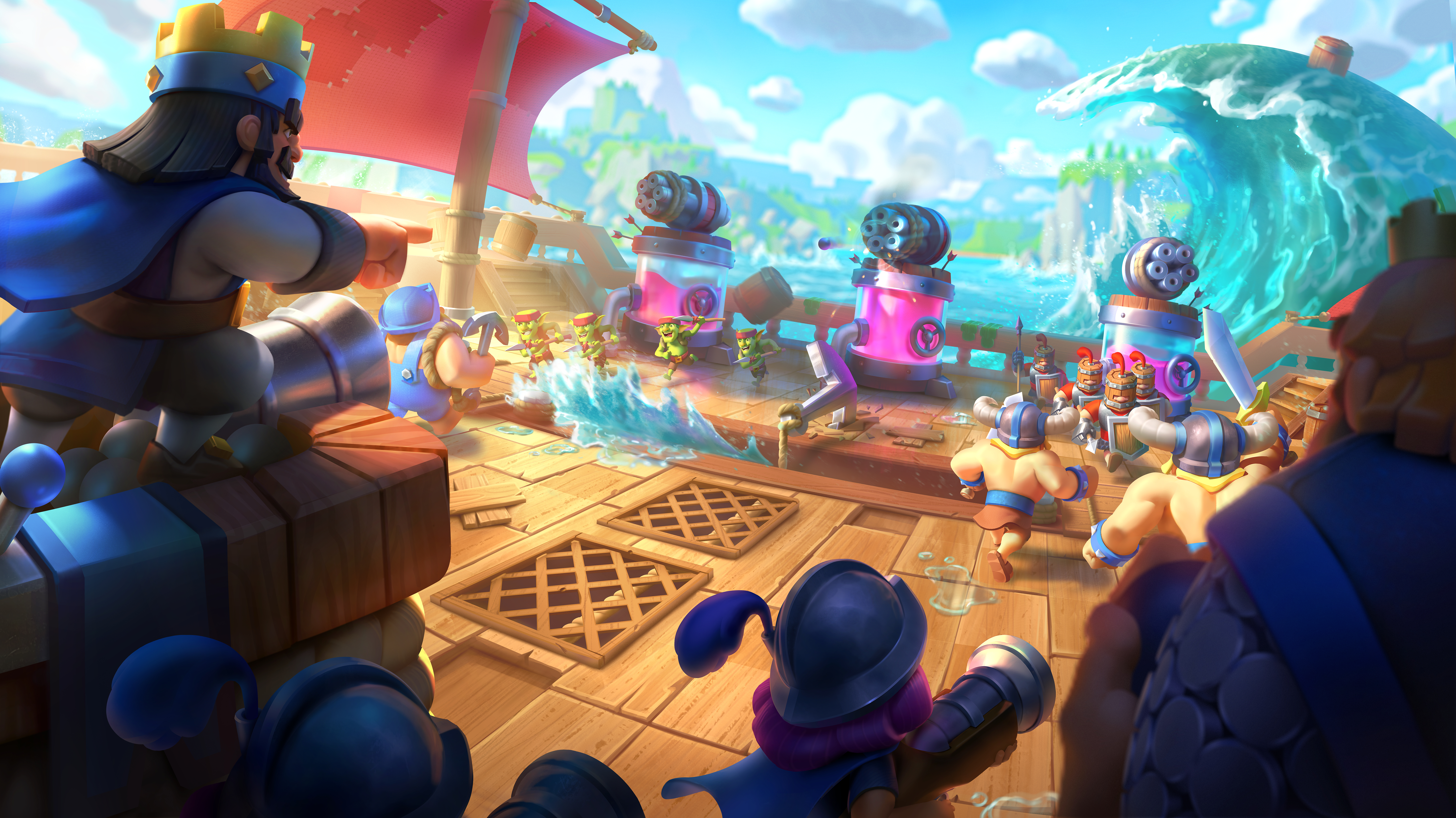 Clash Royale Boat Video Game Art Battle Waves Goblin Video Game Characters Video Games Water Helmet  8500x4775