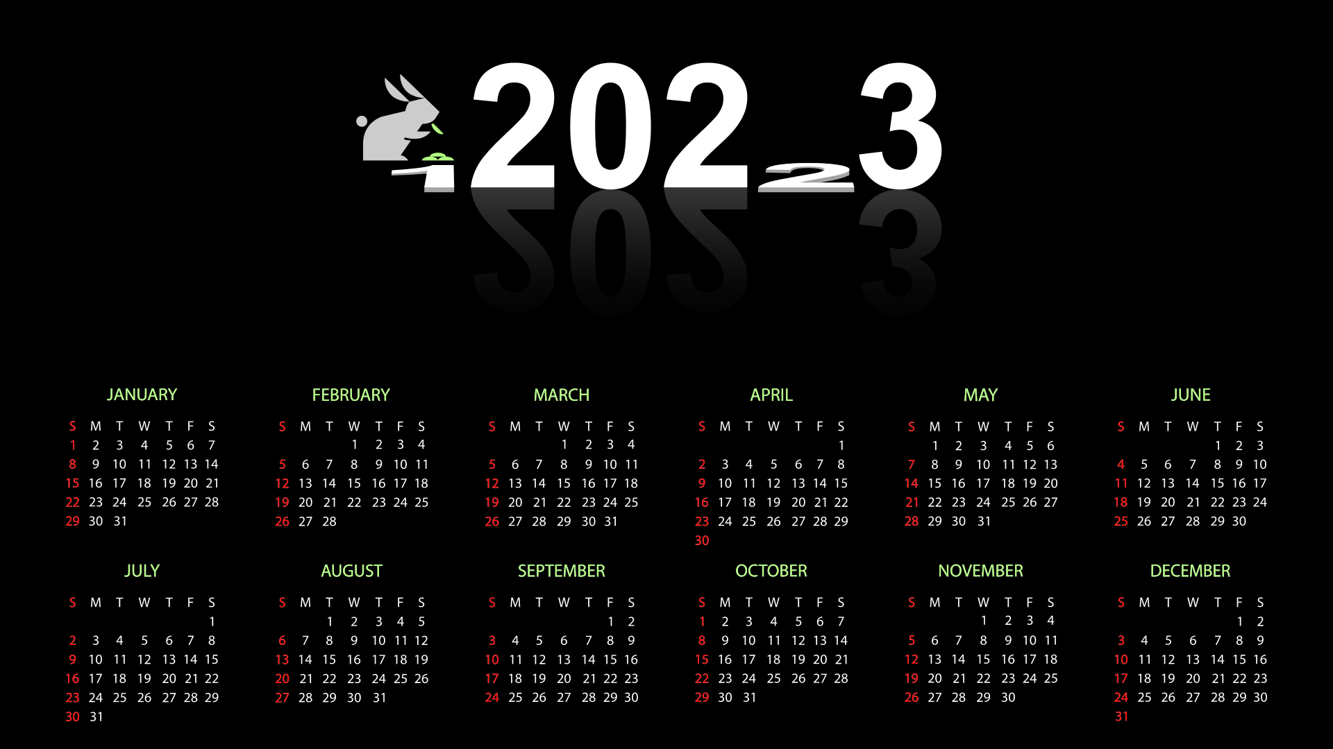 2023 Year Calendar 1920x1080
