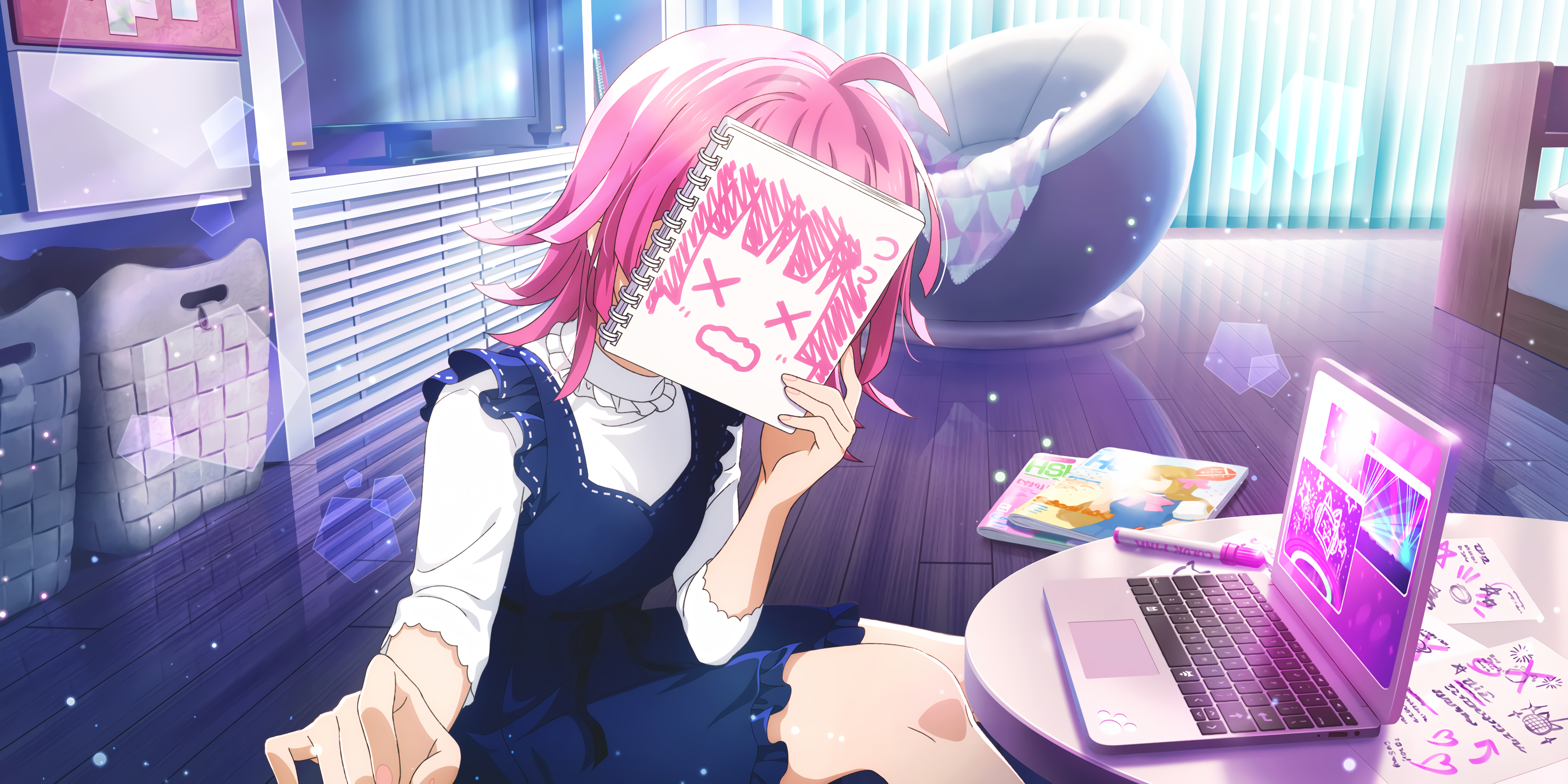 Tennoji Rina Love Live Anime Anime Girls Laptop Drawing Hiding 3600x1800