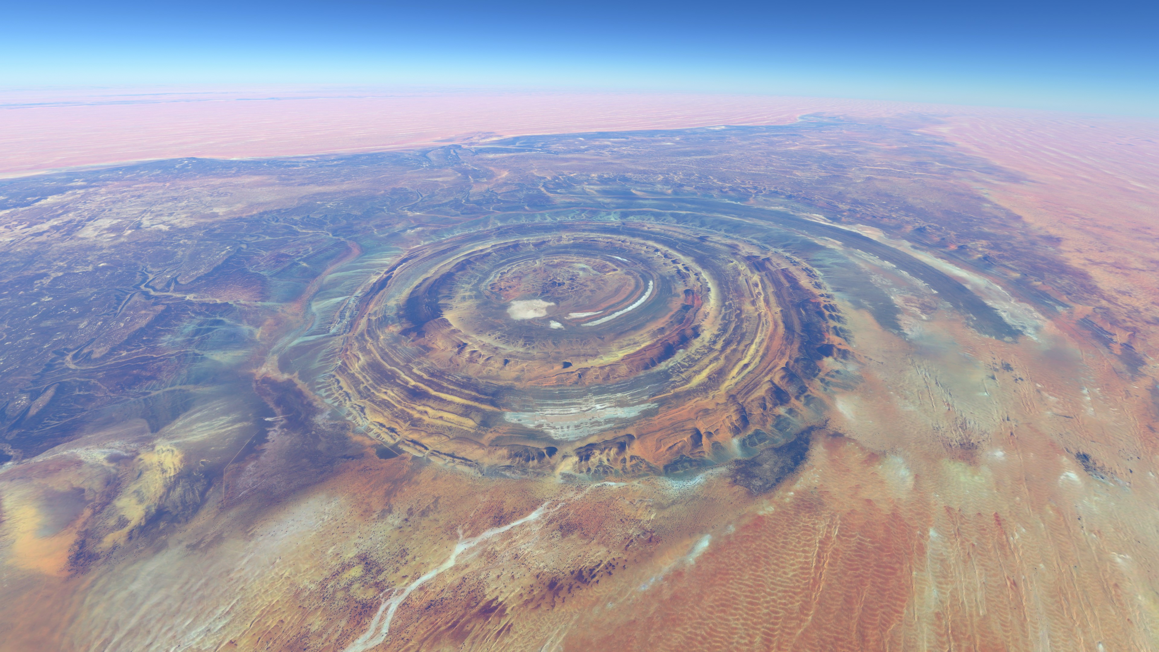 Richat Structure Atlantis Red Sea Rock Formation Sand Ripples Desert Salt Flats Flight Simulator Aer 3840x2160