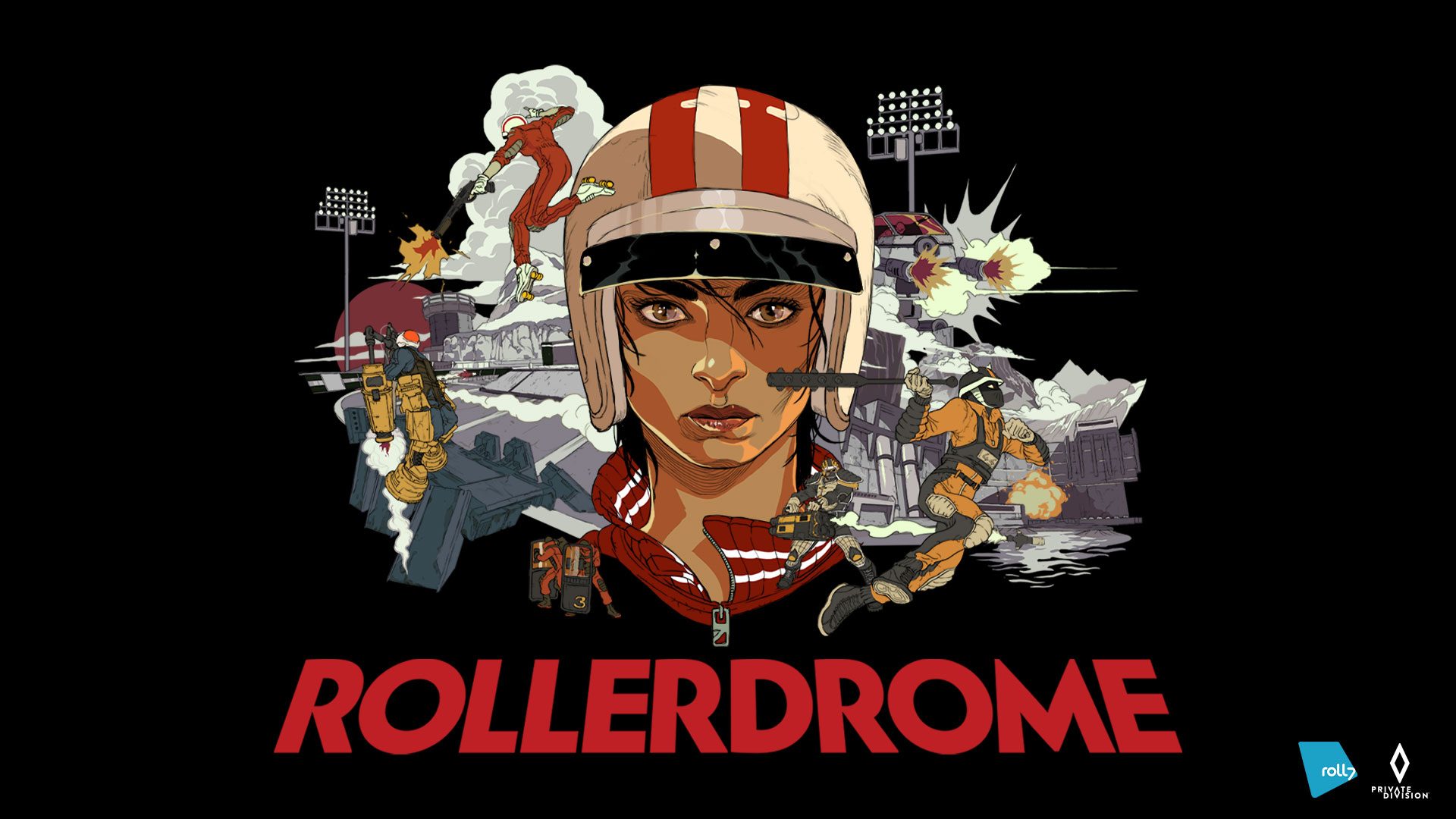 Rollerdrome Kara Hassan Video Game Art Helmet Simple Background Black Background Minimalism Video Ga 1920x1080
